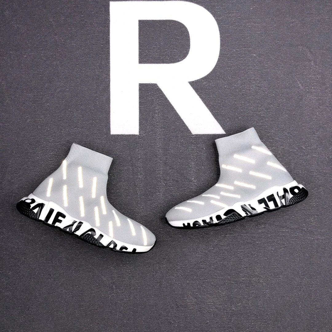 Speed Sock Sneakers Knit High Top Reflective Silver - Gallery Image 5 - Detailed View