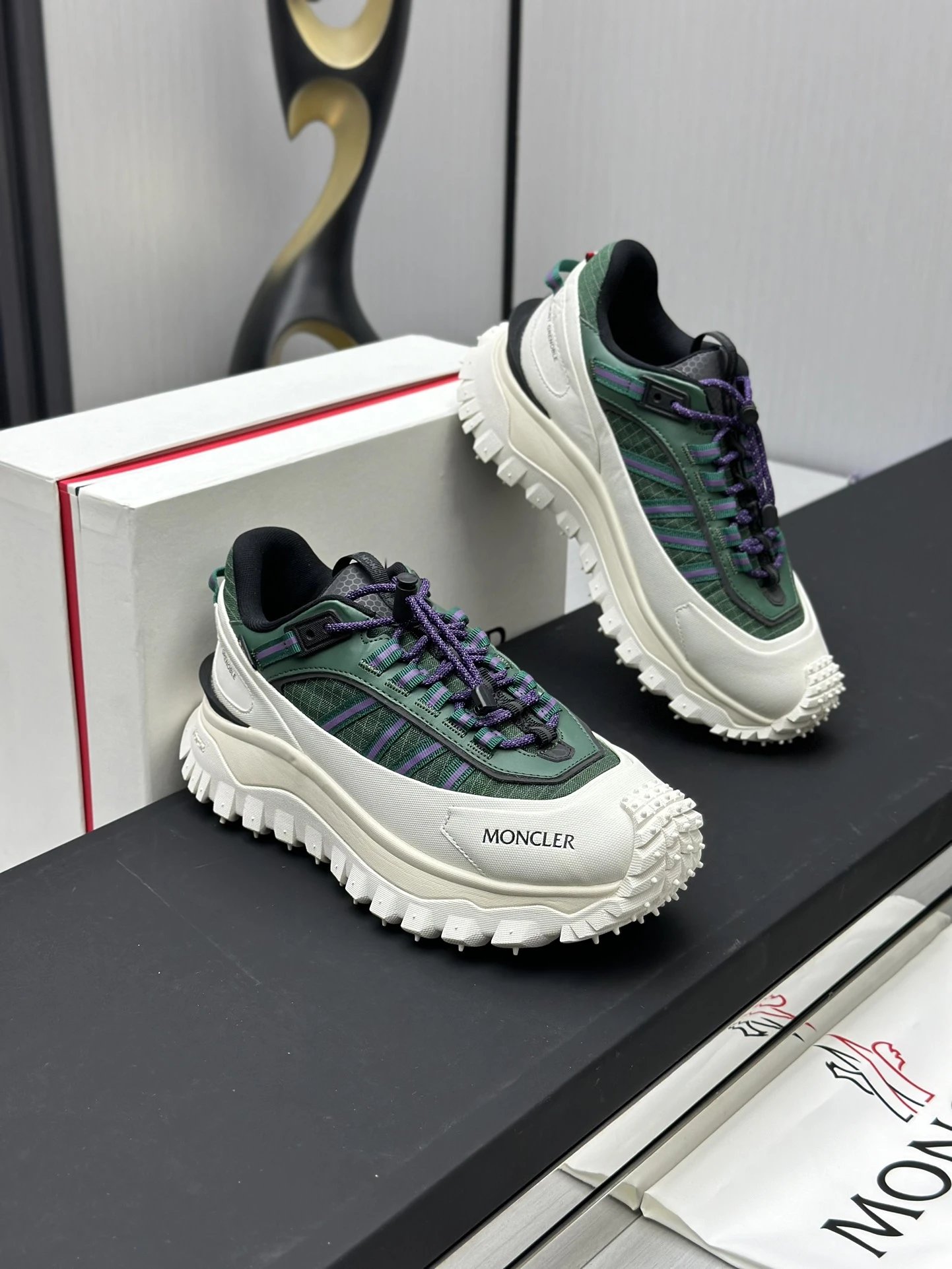 Moncler Trailgrip GTX Sneakers Green - Gallery Image 4 - Detailed View