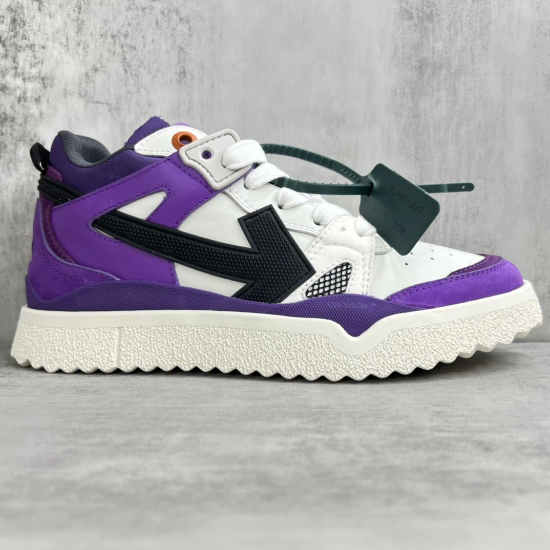 Retro Leather Low Top Sneakers Purple White - Gallery Image 6 - Detailed View