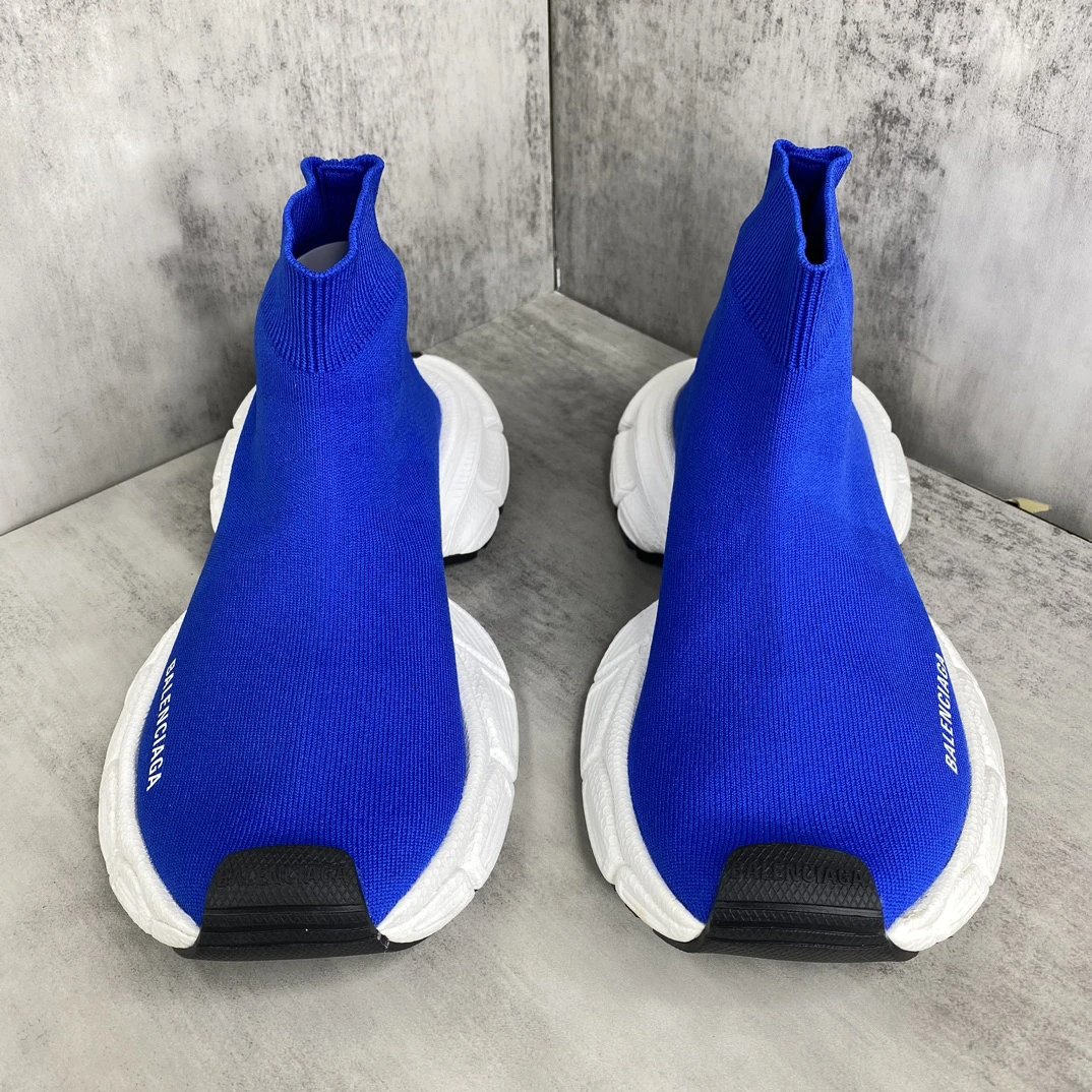 Chunky Knit Sock Sneakers Retro Sport Shoes Azure Blue - Gallery Image 4 - Detailed View