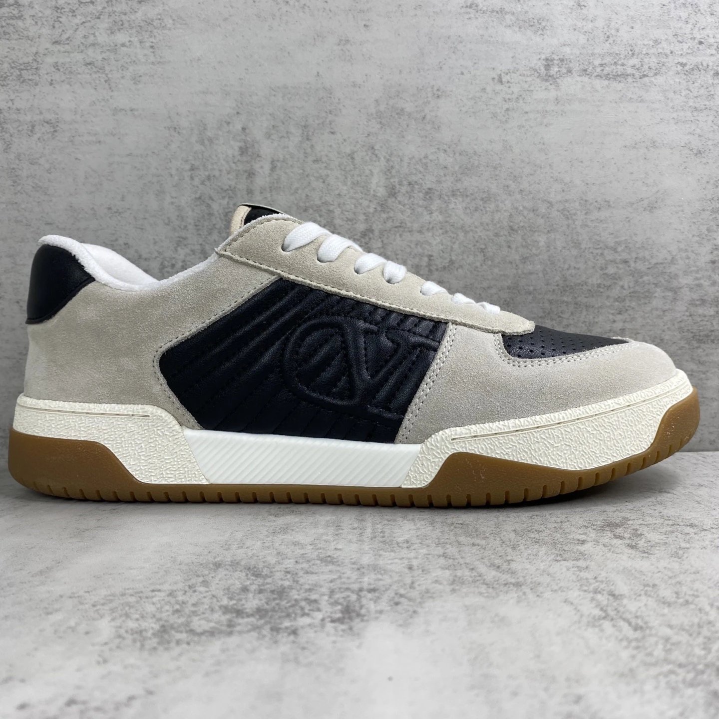 Joie de Jouer Suede Leather Sneakers Ivory Black - Gallery Image 6 - Detailed View