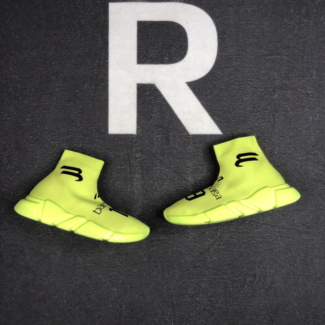 Unisex Knit Sock Sneakers TPU Sole Neon Chartreuse - Gallery Image 5 - Detailed View