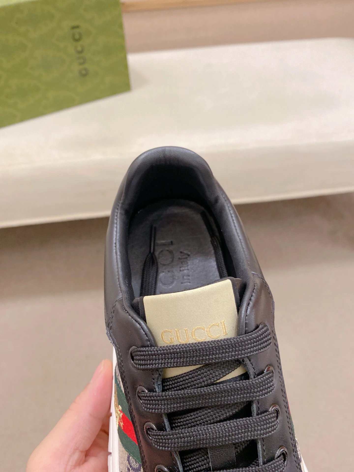 Gucci Canvas Black Sneakers Embroidered Bee - Gallery Image 6 - Detailed View