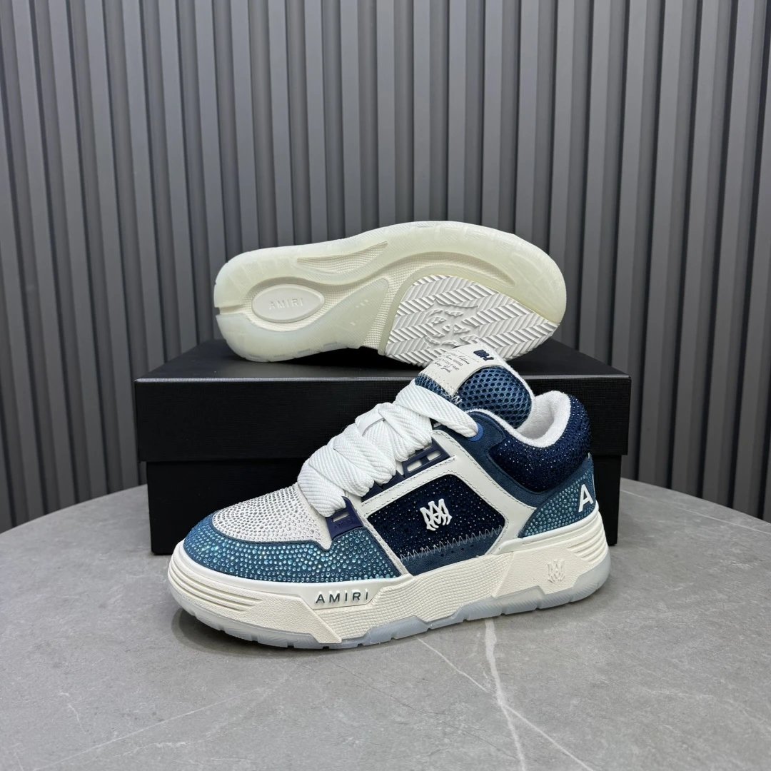 Luxury Low Top Leather Sneakers Unisex Ice Blue - Gallery Image 9 - Detailed View