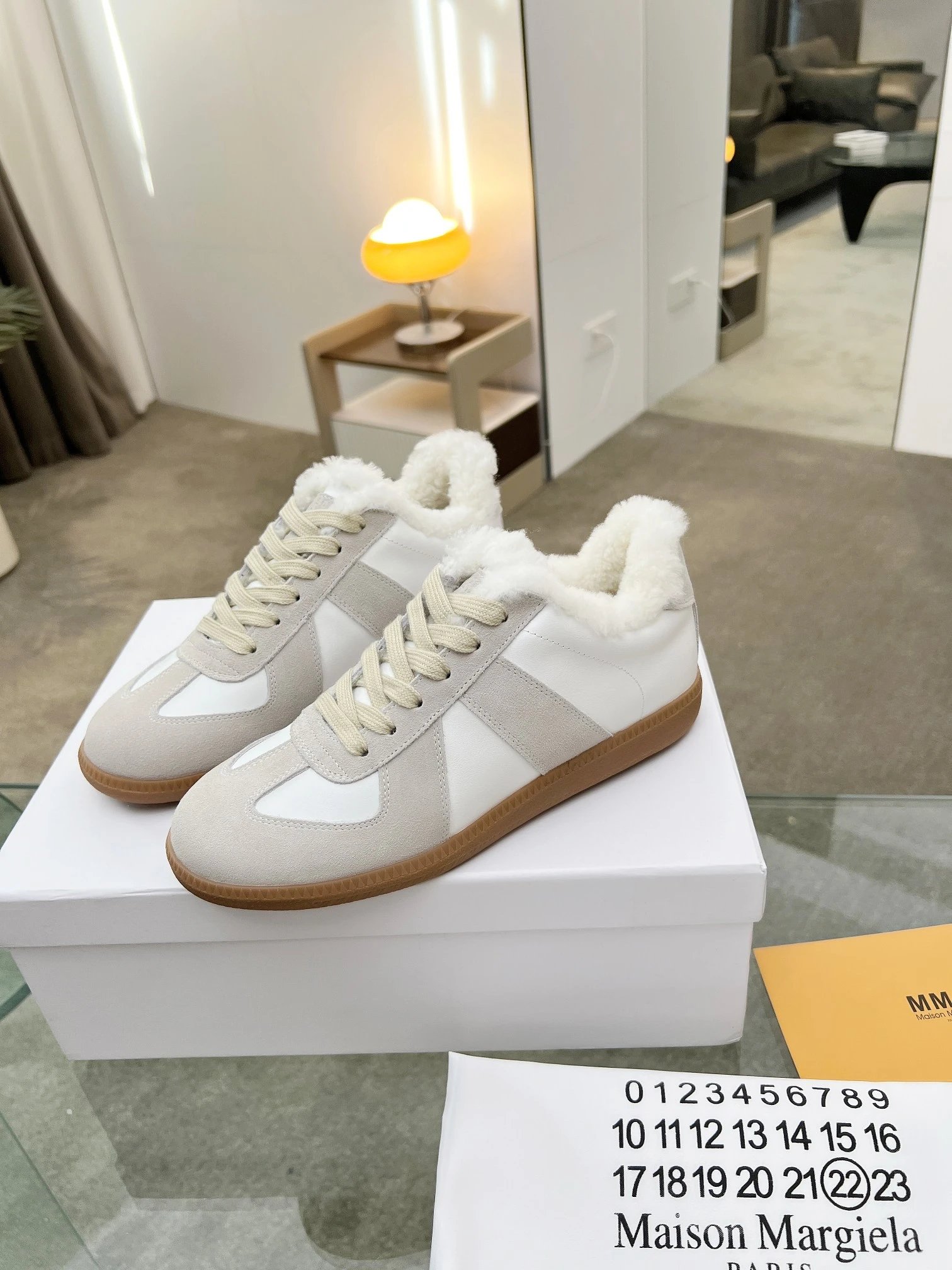 Maison Margiela MM6 Shearling Sneakers White - Gallery Image 5 - Detailed View