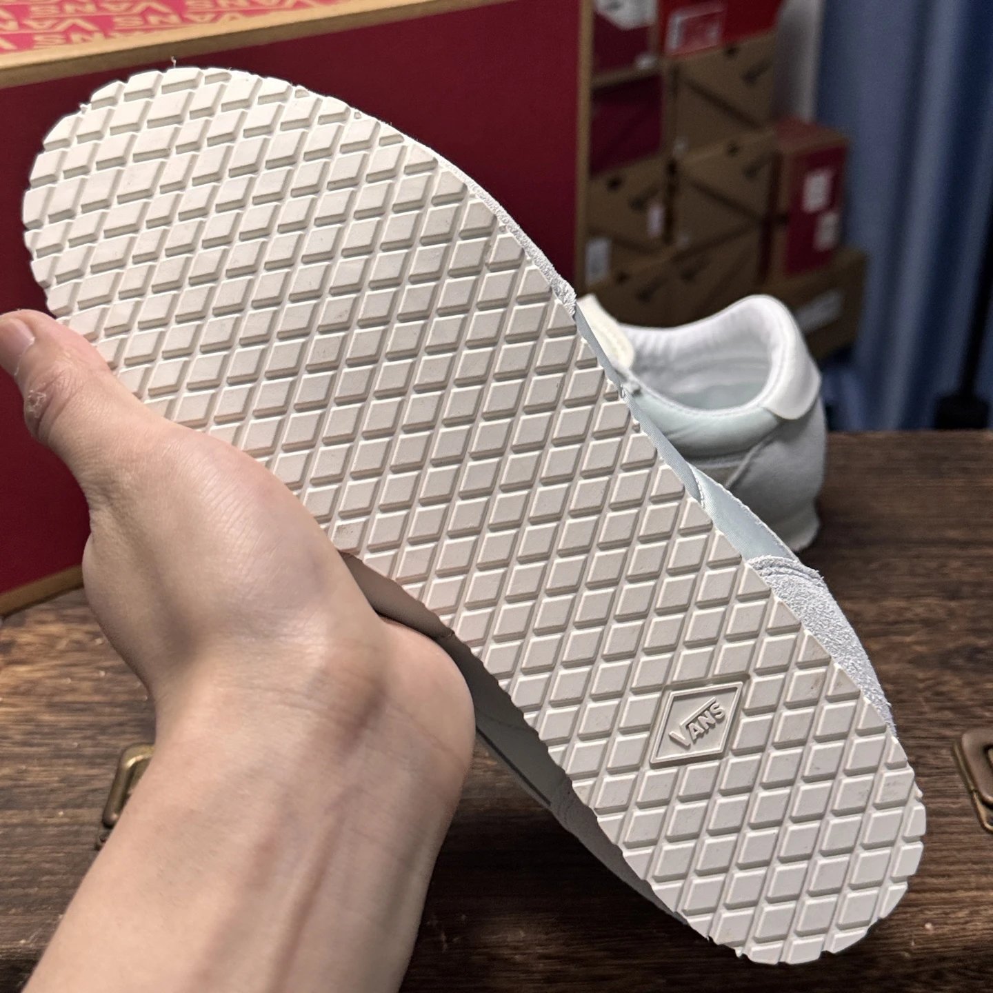 Retro Suede Nylon Low Sneakers Frost White - Gallery Image 8 - Detailed View