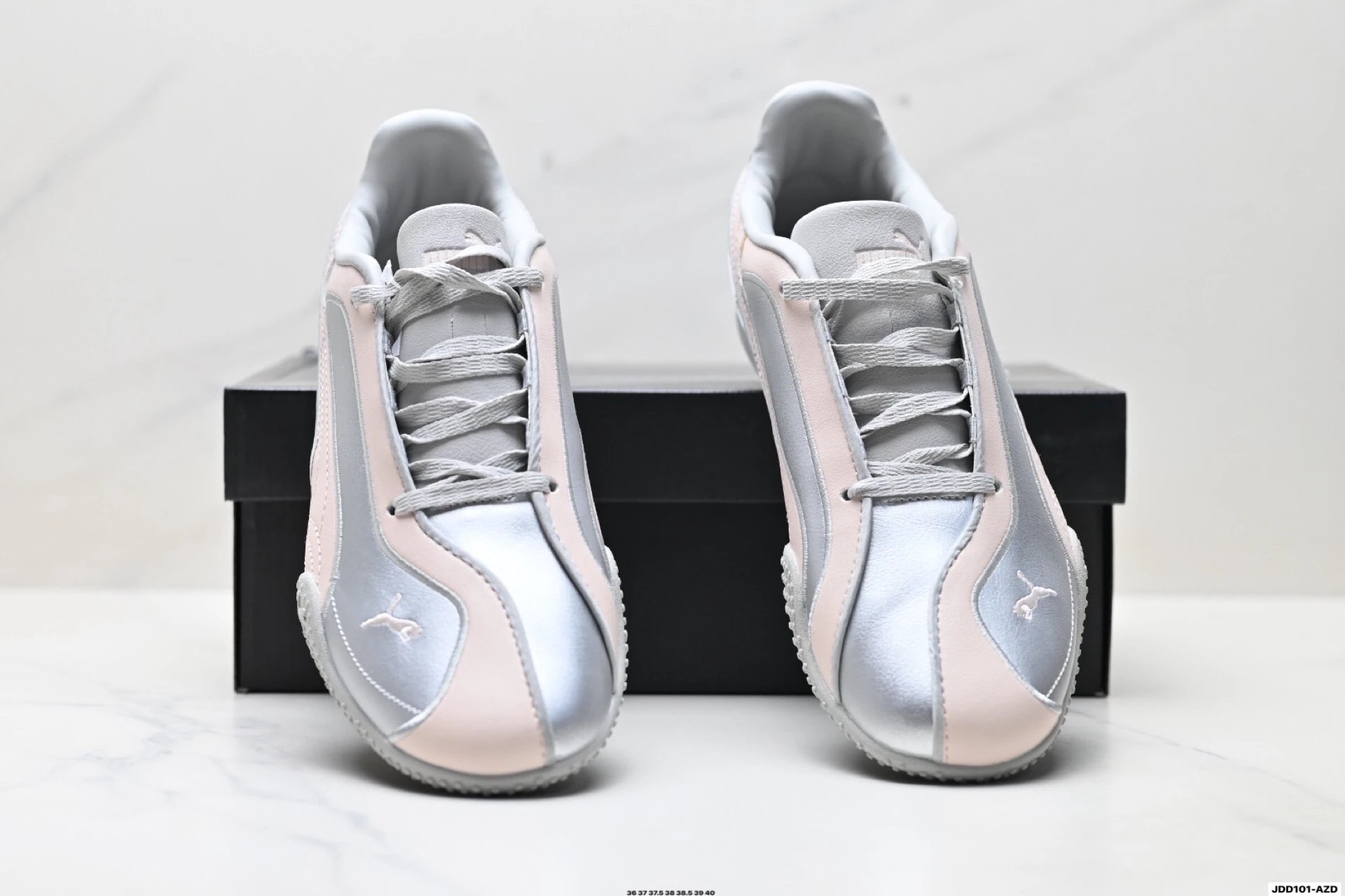 PUMA Bella V2 Leather Sneakers Pink Grey - Gallery Image 7 - Detailed View