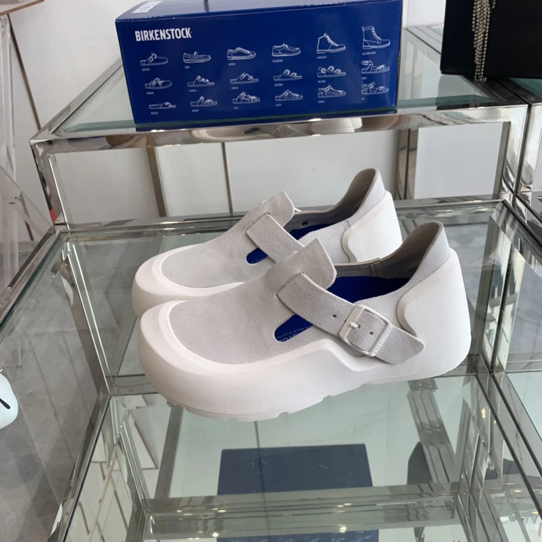 Ergonomic Suede Slip-On Loafers with Buckle Dove Grey - Birkenstock - Cnfans - $41.94