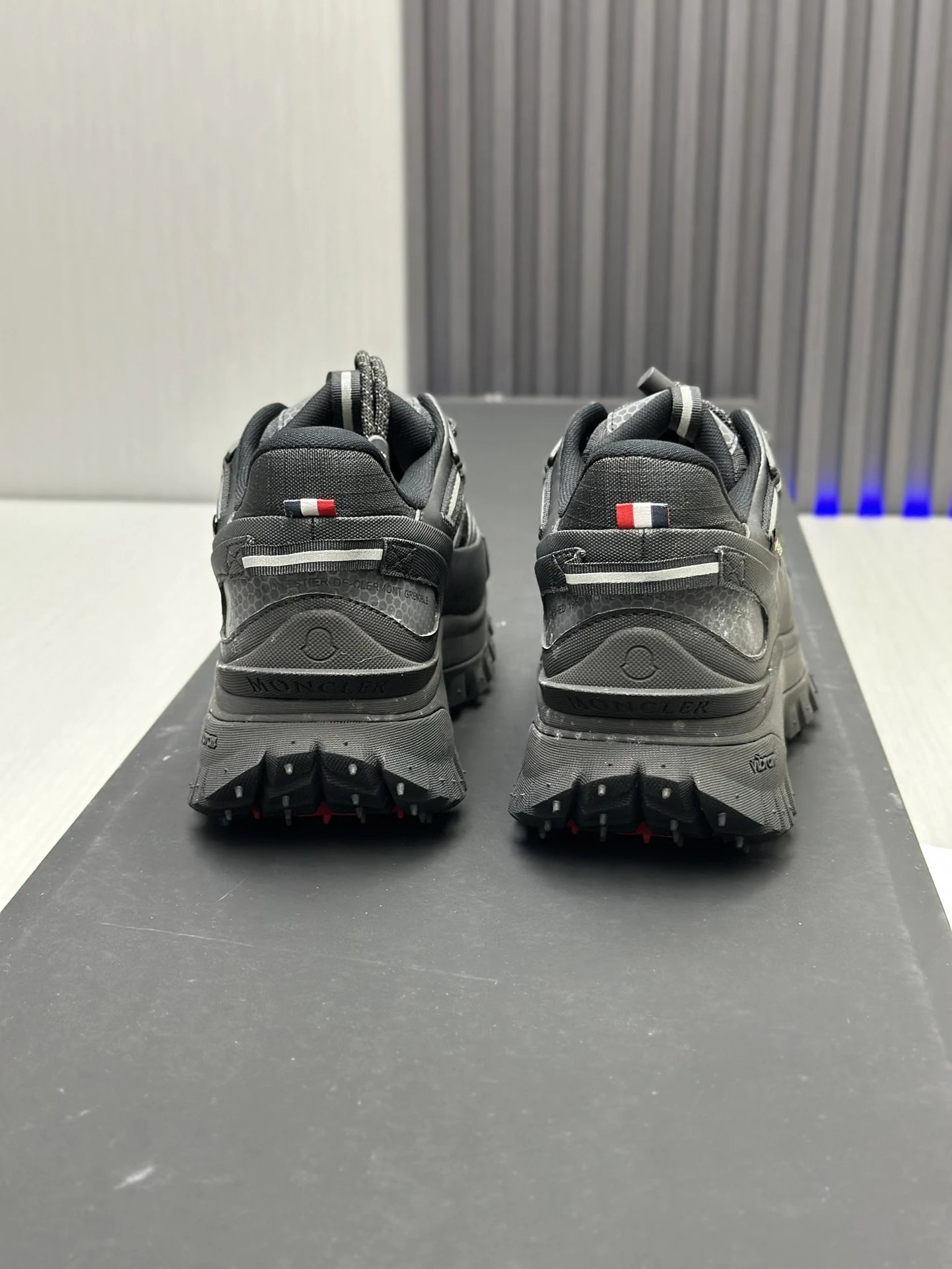 Moncler Trailgrip GTX Black Sneakers White Stripes - Gallery Image 8 - Detailed View