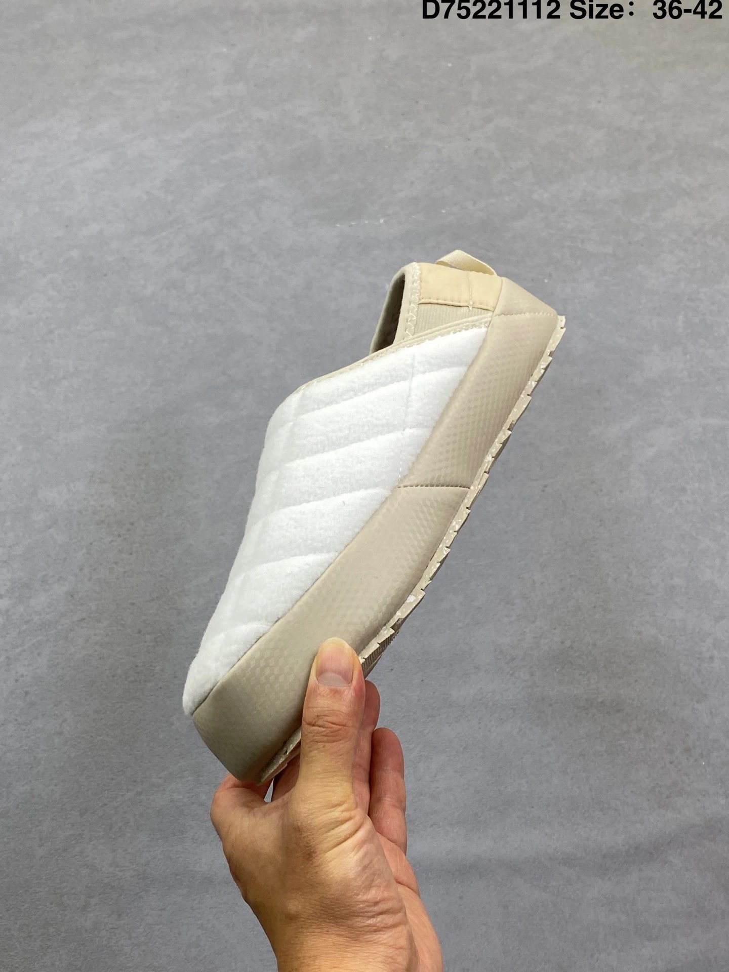 Winter Slip-On Quilted Slippers Ivory - Gallery Image 5 - Detailed View