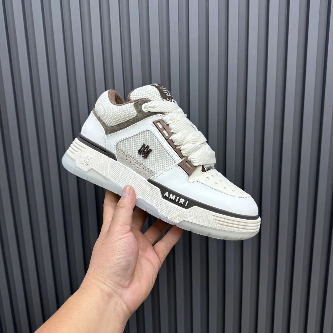 Low Top Leather Mesh Skate Shoes Ivory Mocha - Gallery Image 3 - Detailed View