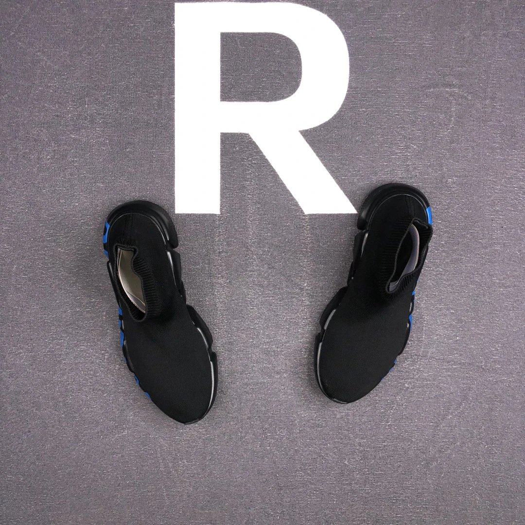 Unisex Knit Sock Sneakers with TPU Sole Midnight Black Blue - Gallery Image 4 - Detailed View