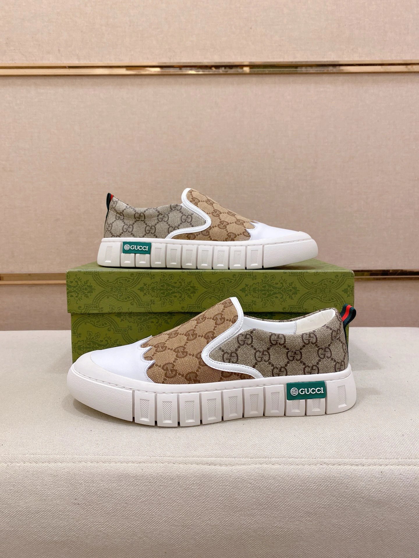 Gucci Slip-On Sneakers Brown - Gallery Image 7 - Detailed View