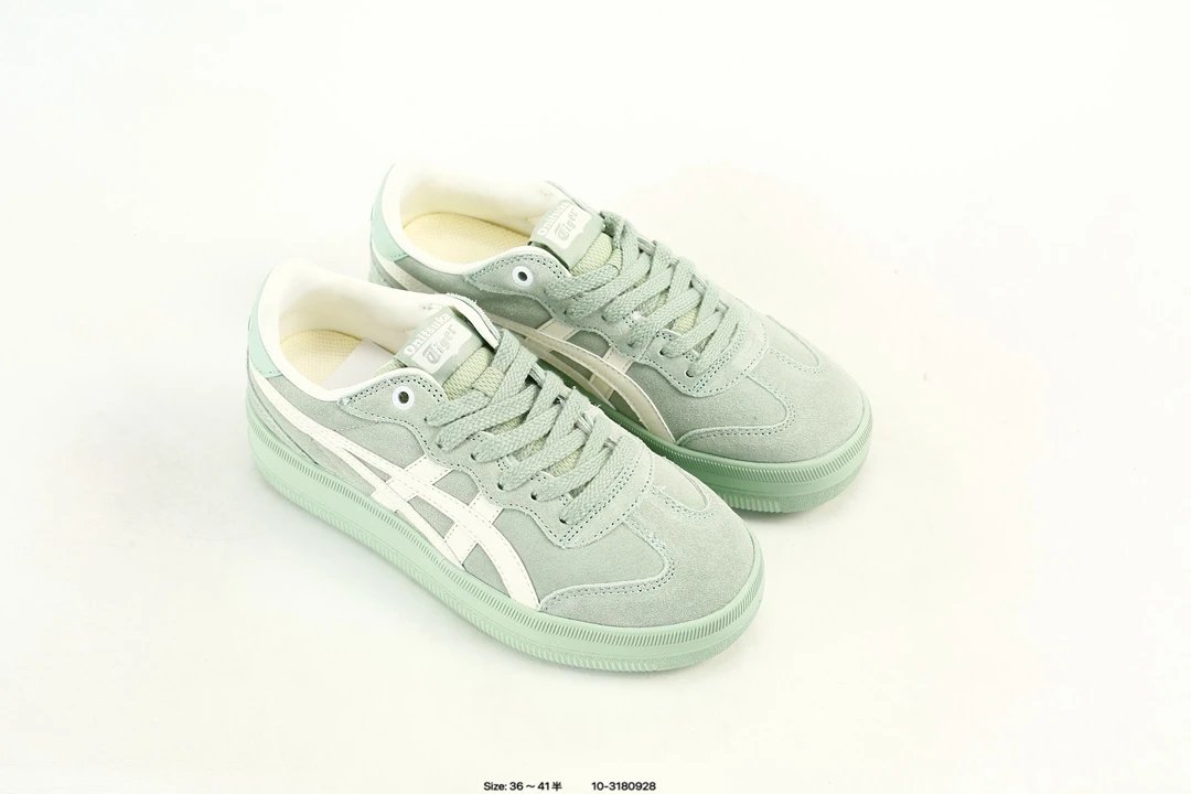Retro Suede Low Top Sneakers with T-Toe Sage Green - Gallery Image 8 - Detailed View