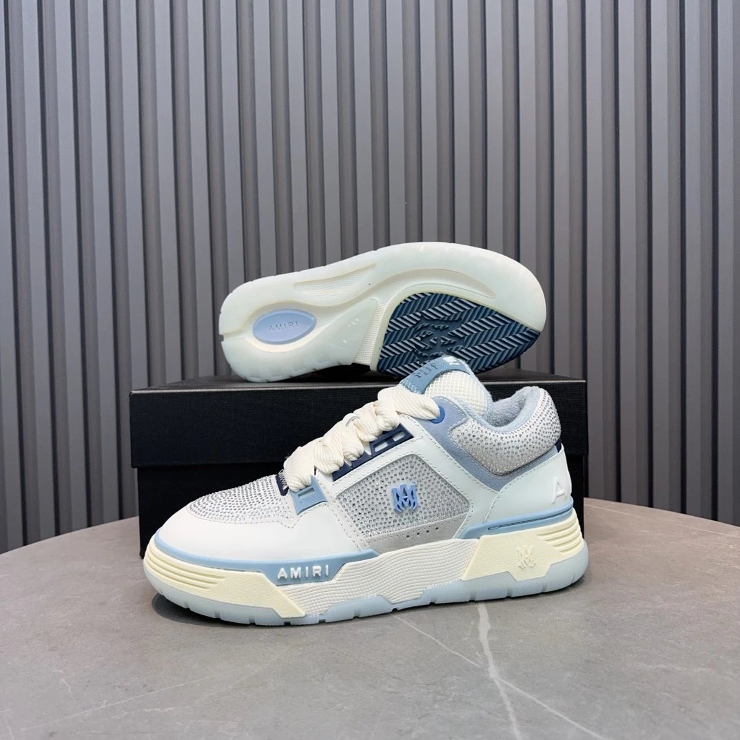 Unisex Leather Mesh Low Top Sneakers Frost Blue - Gallery Image 9 - Detailed View