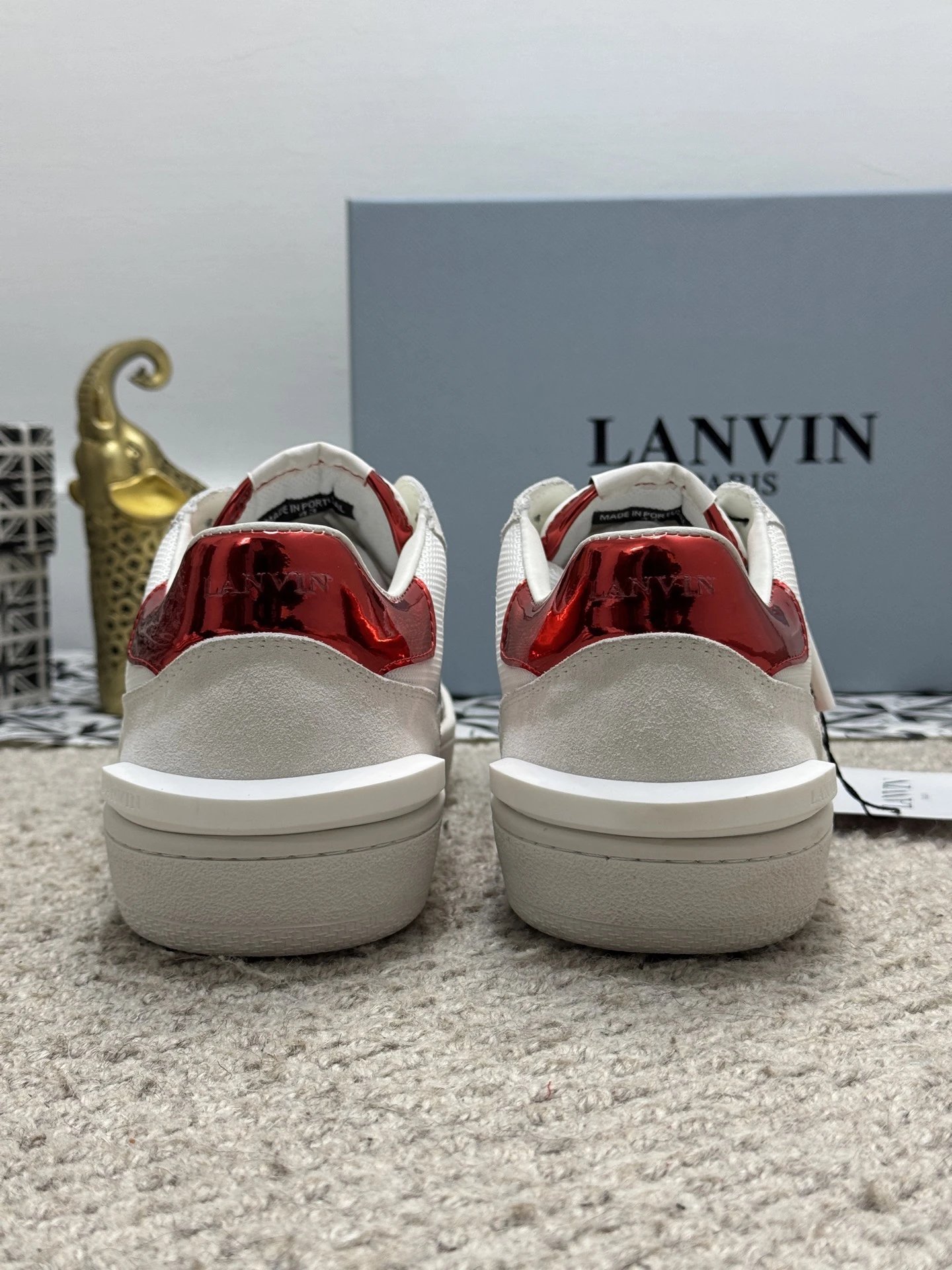 Lanvin Bumper Sneakers White Red - Gallery Image 5 - Detailed View