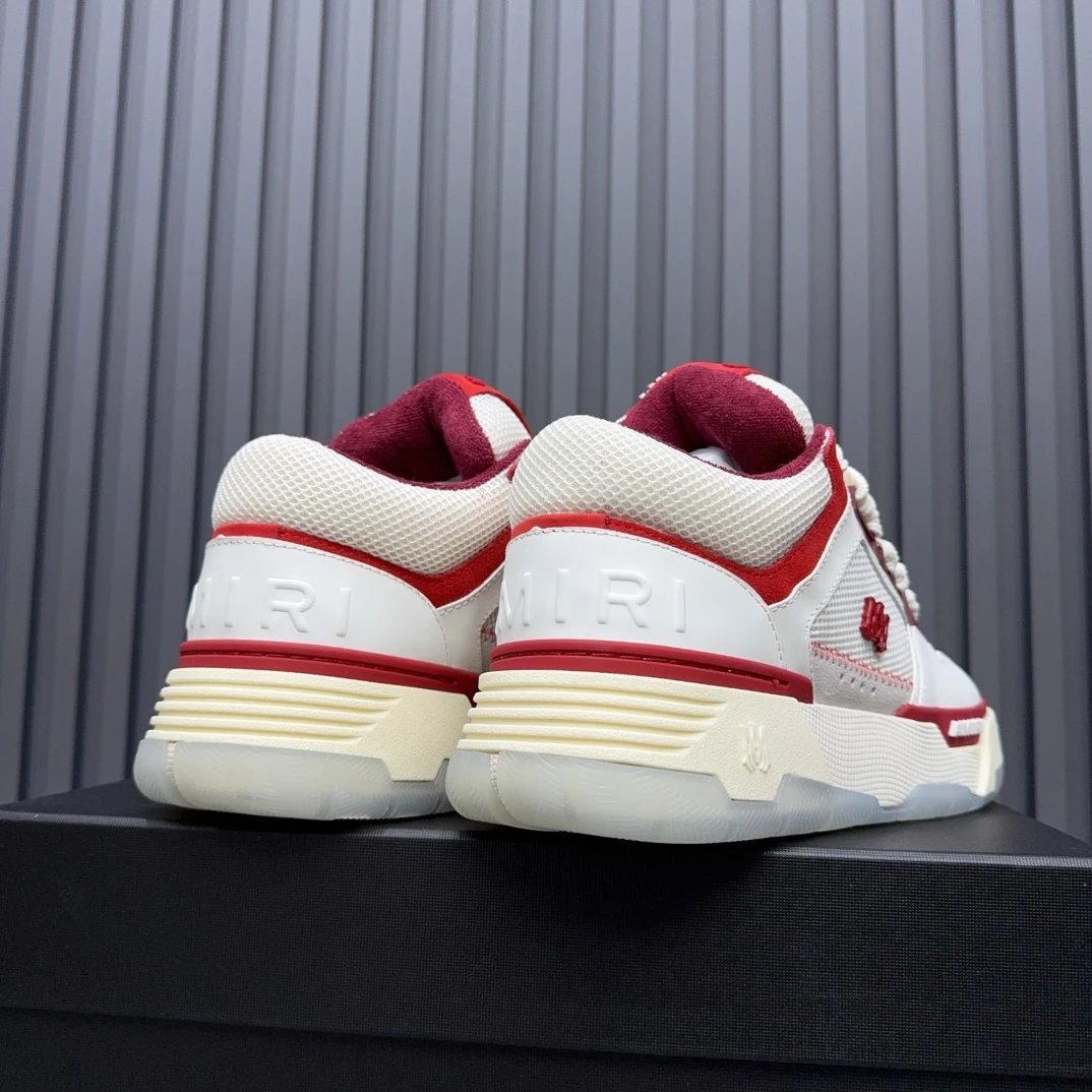 Low Top Leather Skate Sneakers Vintage Ivory Red - Gallery Image 6 - Detailed View