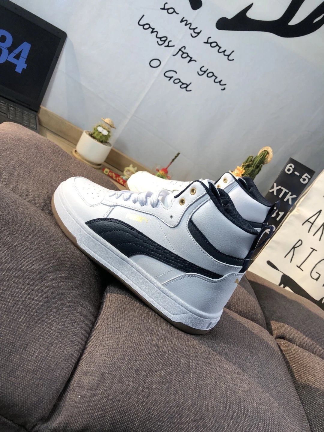 Puma Rah Sampson High-Top Sneakers White Black - Gallery Image 5 - Detailed View