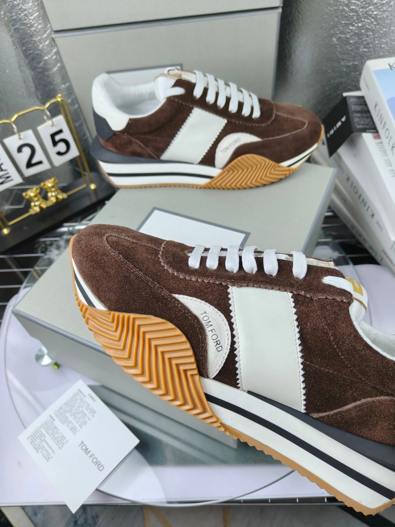 Retro Suede Platform Sneakers Coffee Brown - Gallery Image 5 - Detailed View