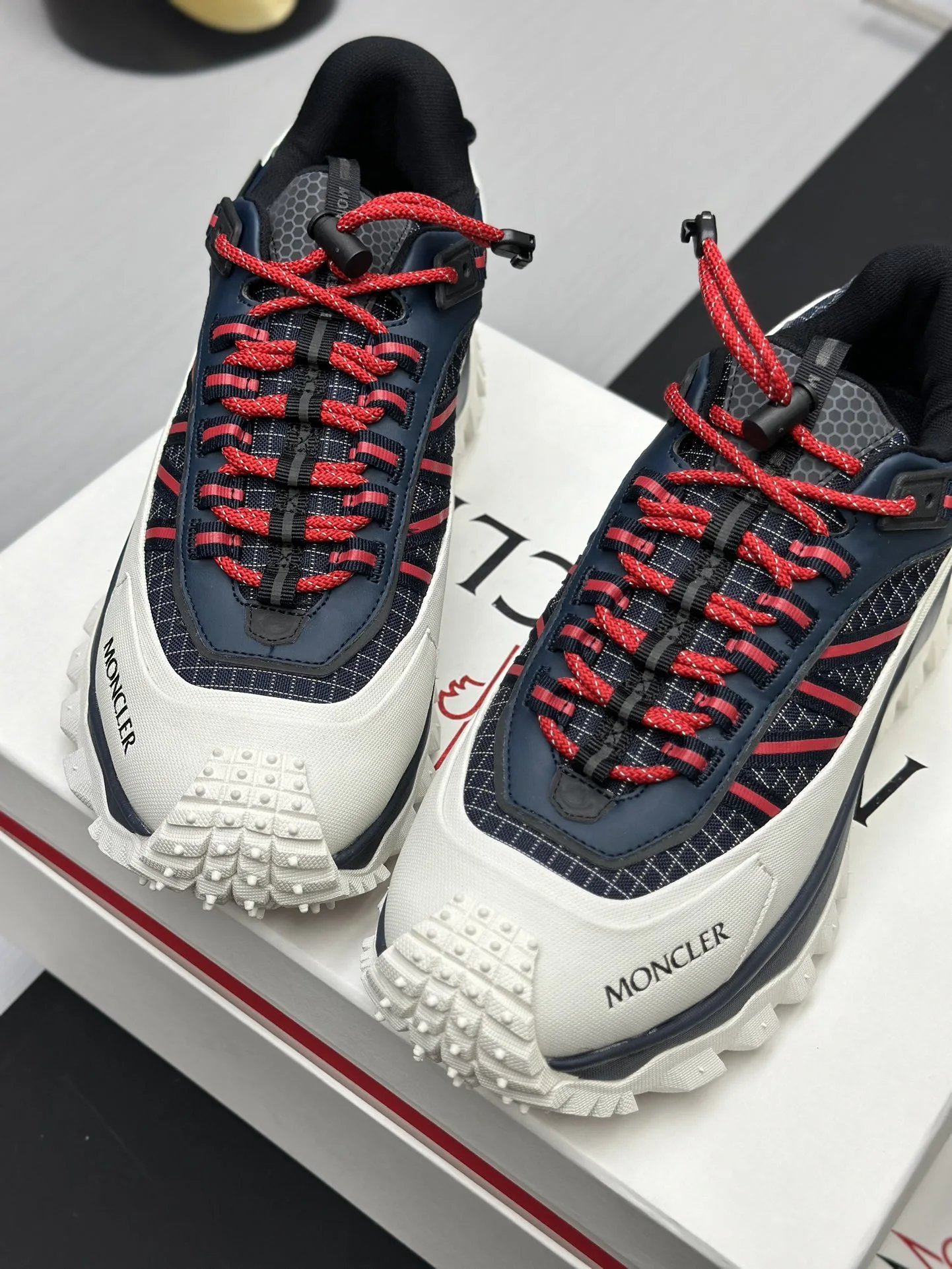 Moncler Trailgrip GTX Black Sneakers Red Stripes - Gallery Image 6 - Detailed View