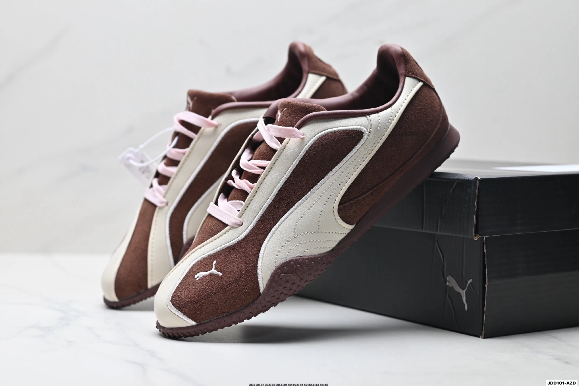PUMA Bella V2 Leather Sneakers Brown White - Gallery Image 8 - Detailed View