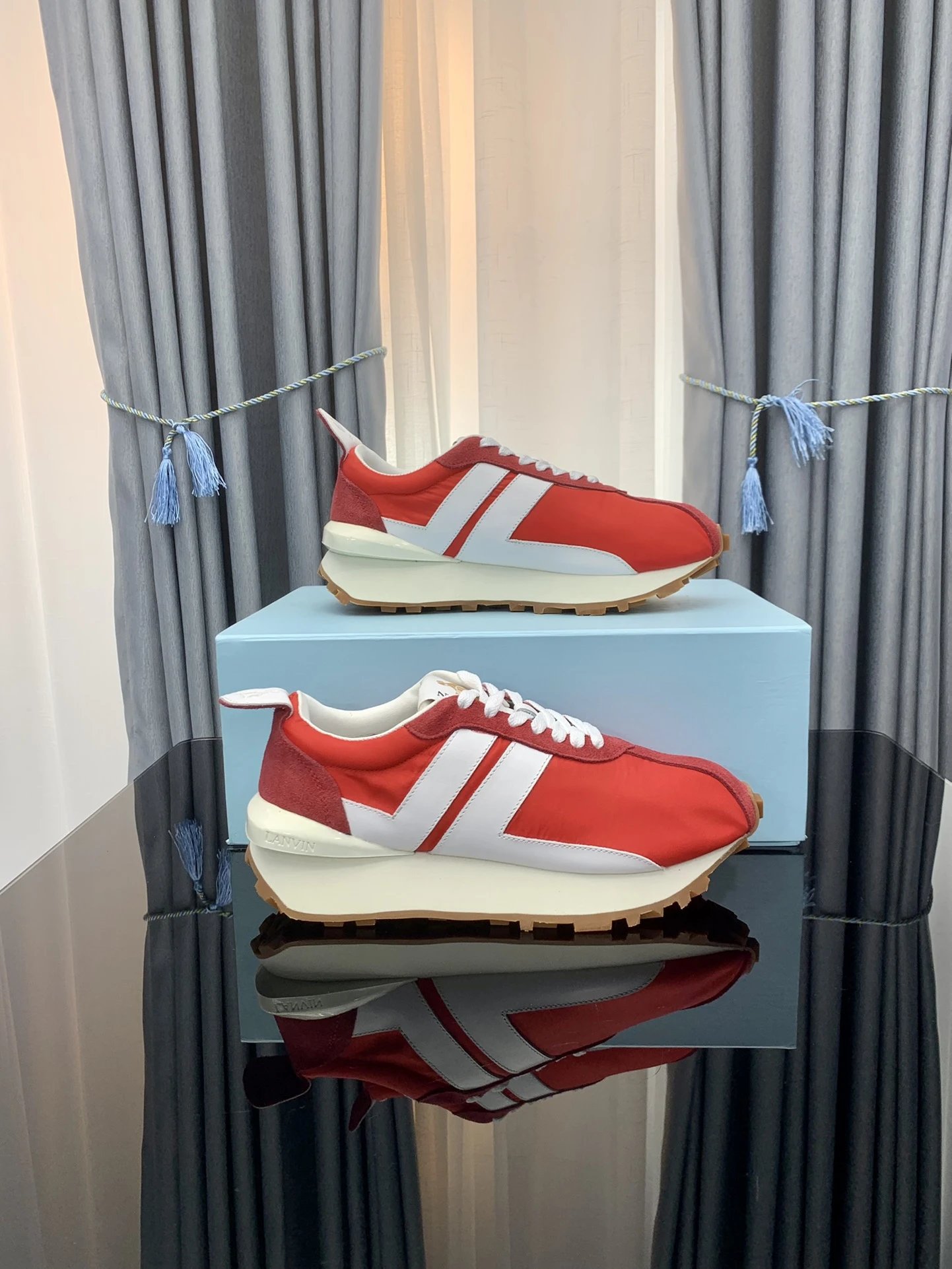 Lanvin Retro Sneakers Red White - Gallery Image 2 - Detailed View