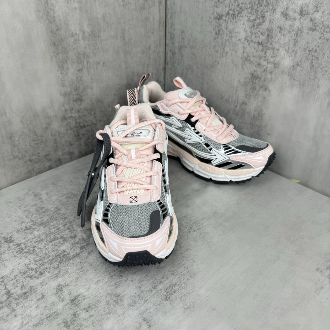 Retro Mesh Leather Running Sneakers Blush Pink - Gallery Image 2 - Detailed View