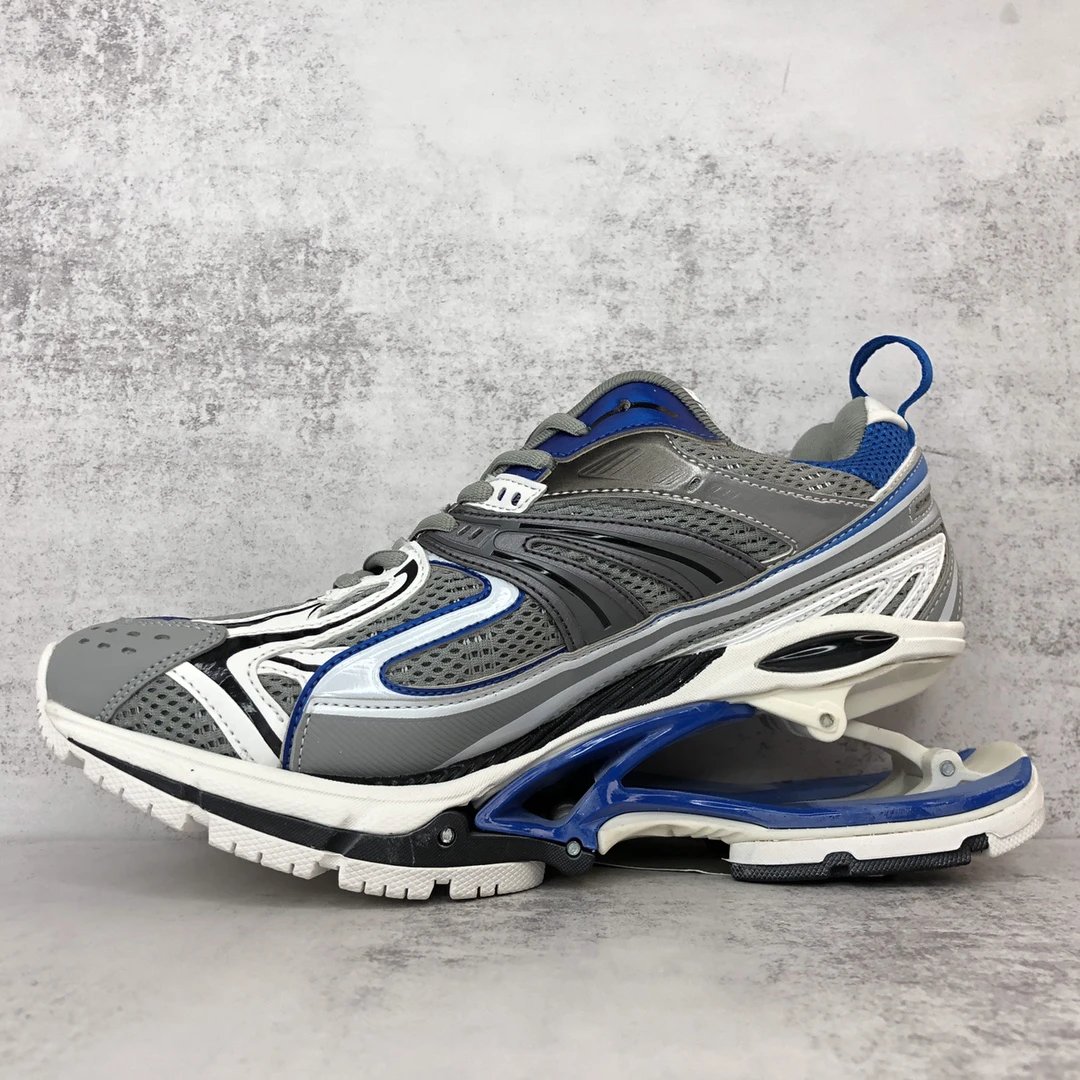 Mesh X-Pander Dad Sneakers with Spring Heel Grey Blue - Gallery Image 7 - Detailed View