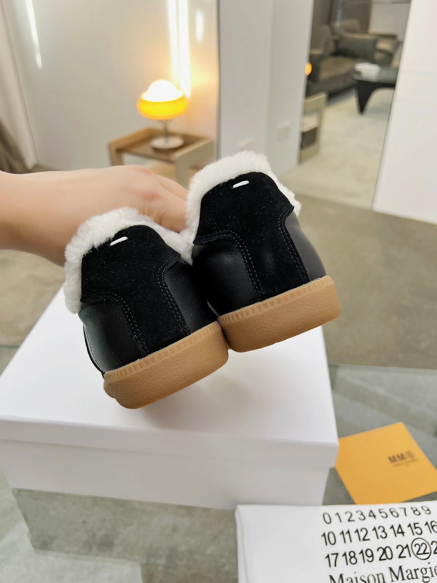 Maison Margiela MM6 Shearling Sneakers Black - Gallery Image 9 - Detailed View