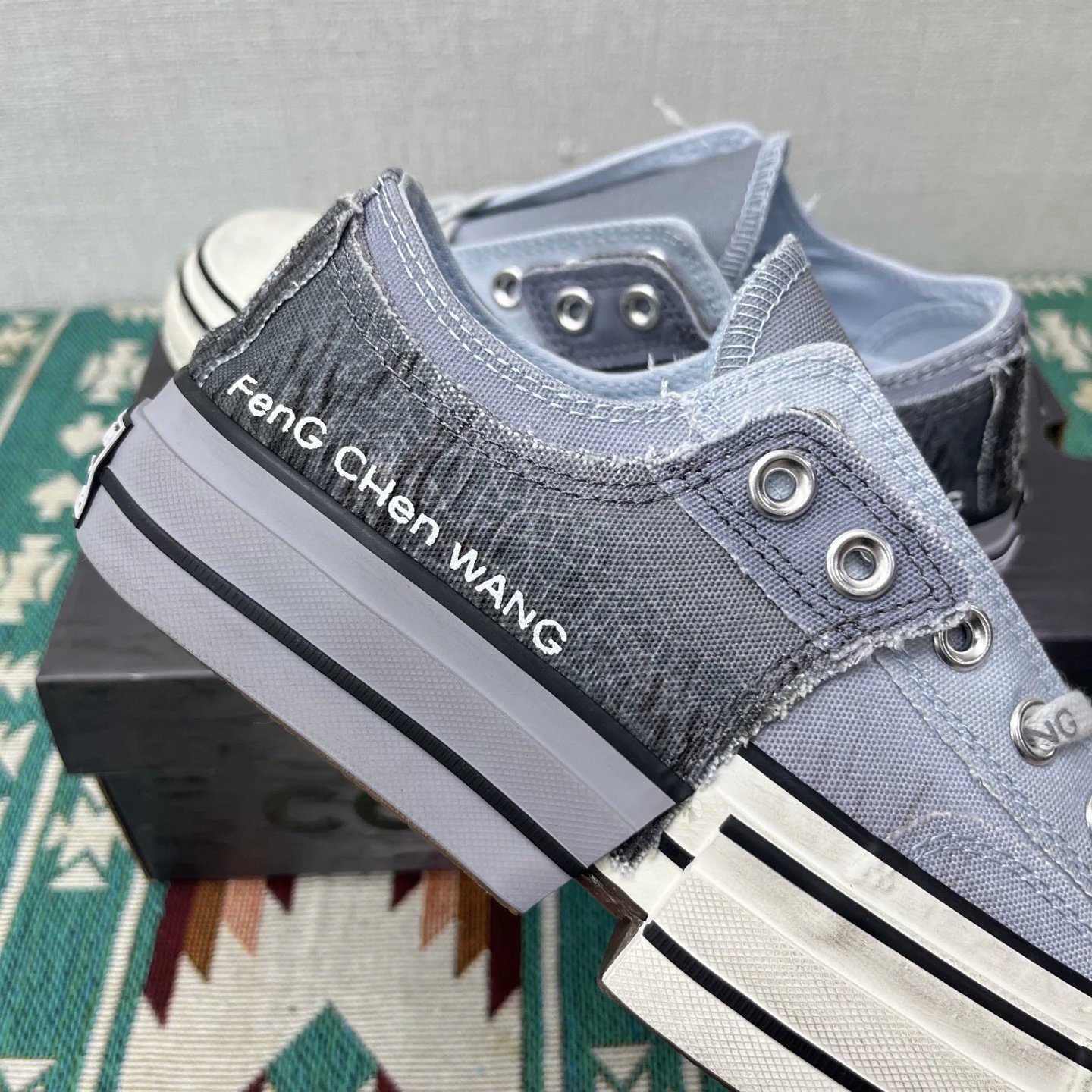 Deconstructed Canvas Low Top Sneakers Gradient Ash Blue - Gallery Image 7 - Detailed View