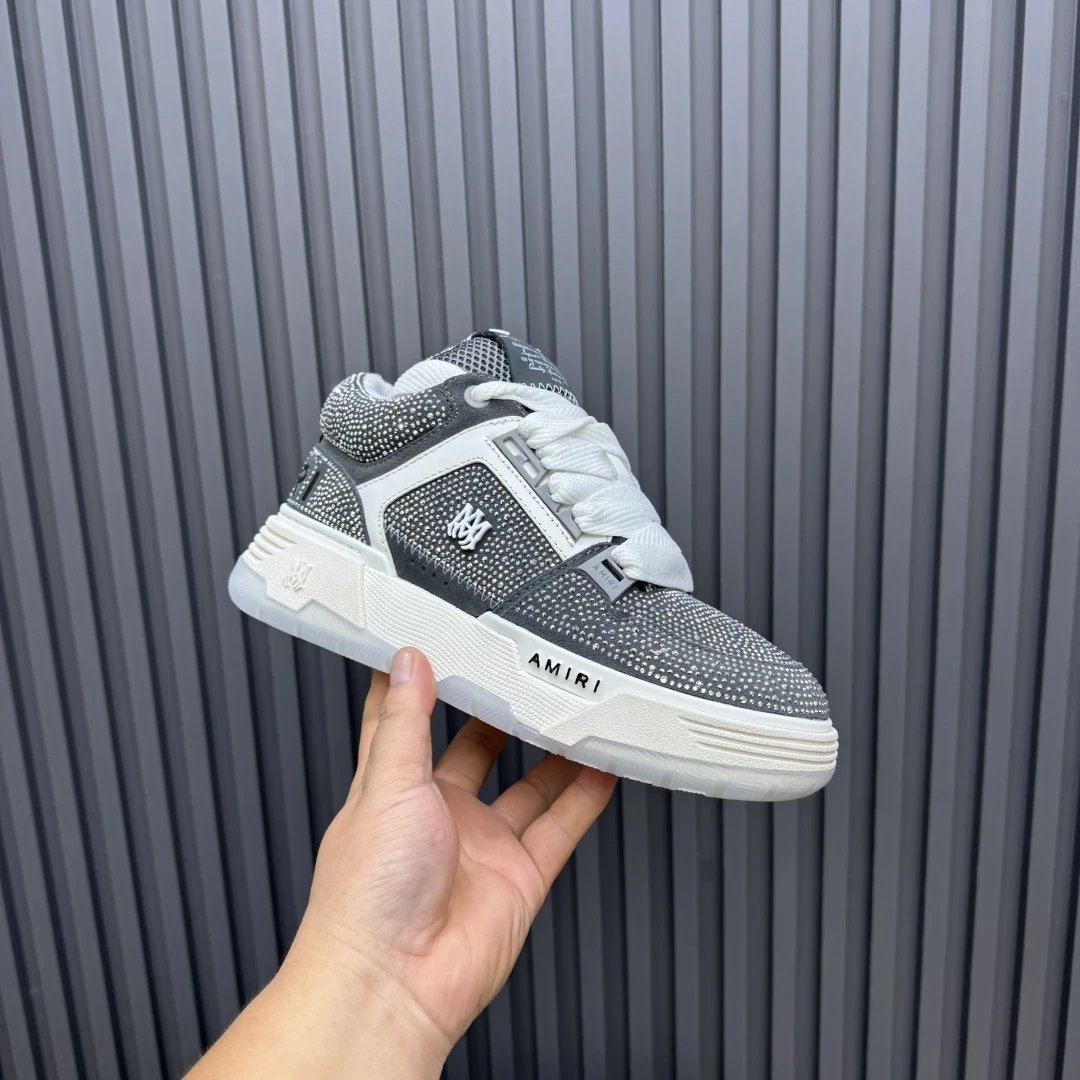 Luxury Low Top Skate Sneakers Leather Mesh Charcoal Grey - Gallery Image 3 - Detailed View