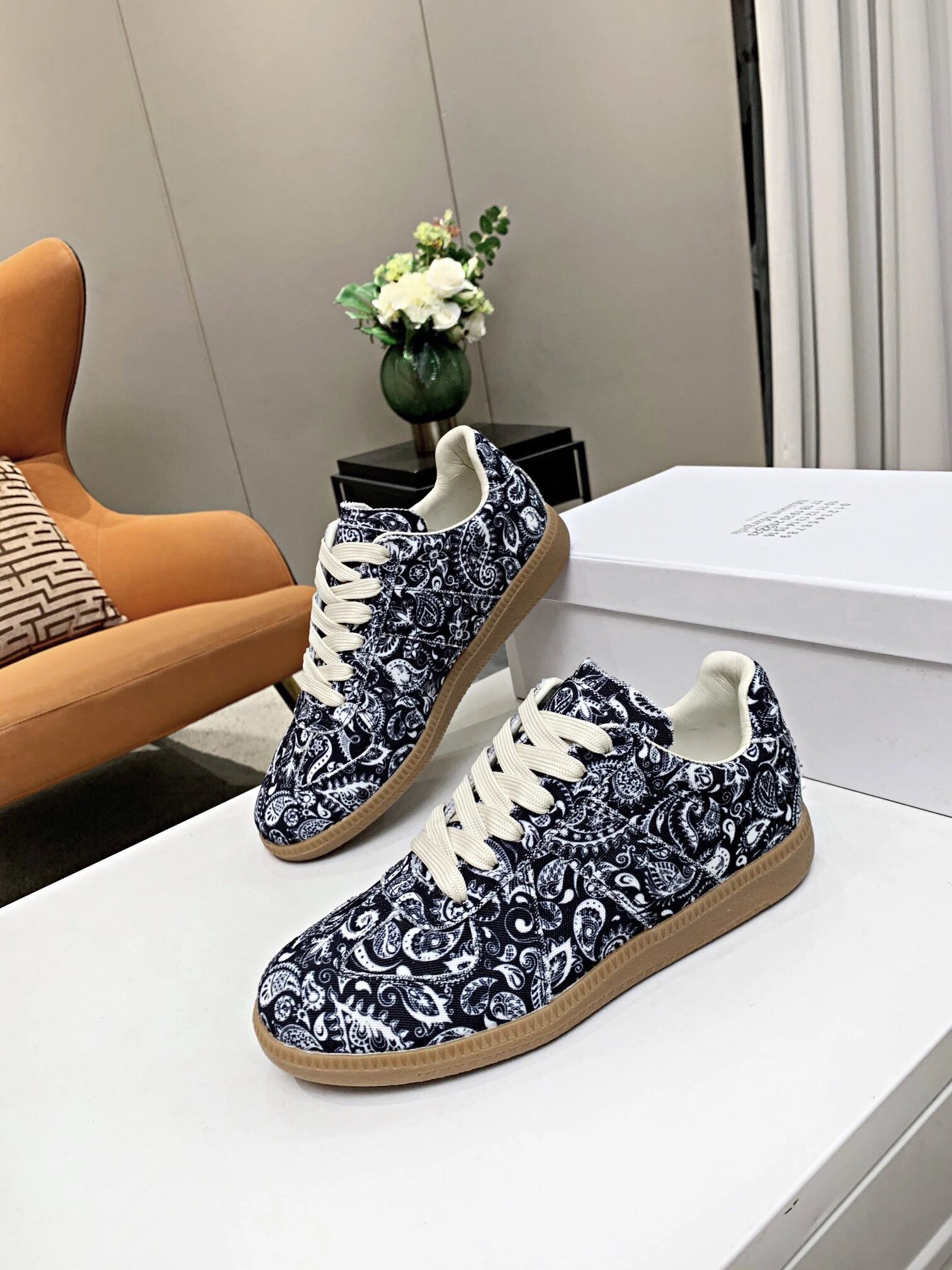 Maison Margiela MM6 Paisley Trainers Blue - Gallery Image 2 - Detailed View