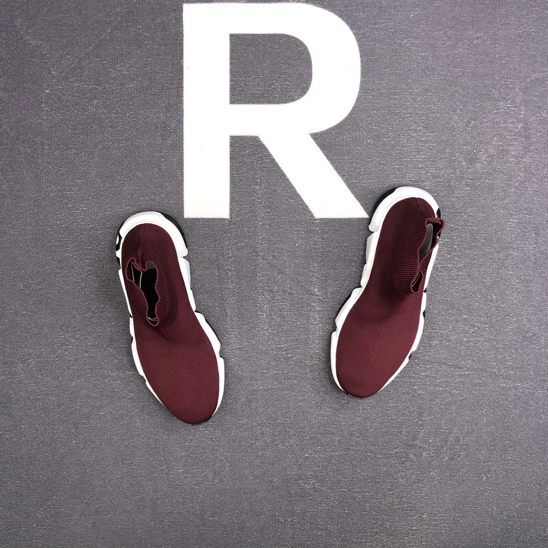 Unisex Knit Sock Sneakers with TPU Sole Burgundy - Gallery Image 4 - Detailed View