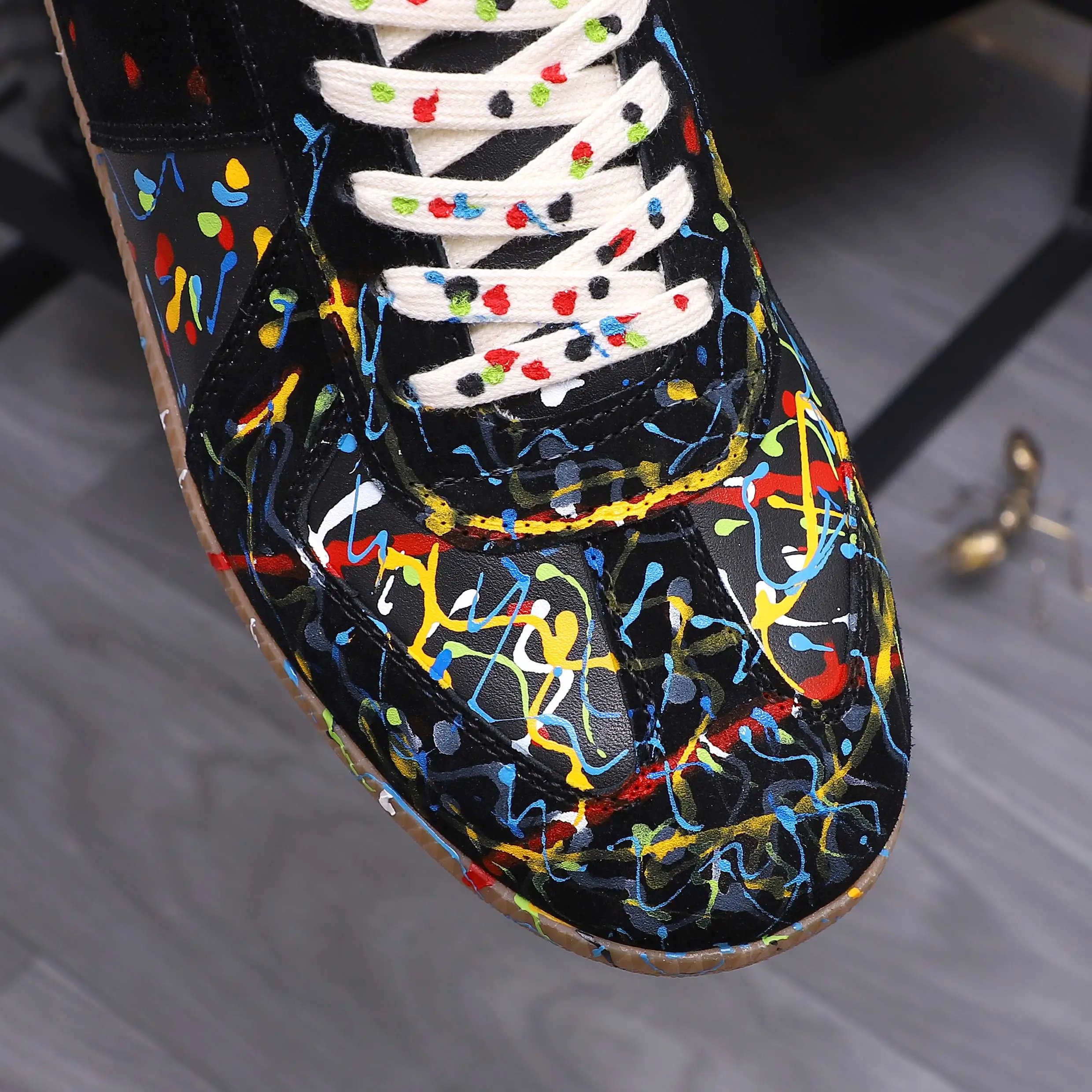Maison Margiela Colorful Splash Sneakers Black - Gallery Image 9 - Detailed View