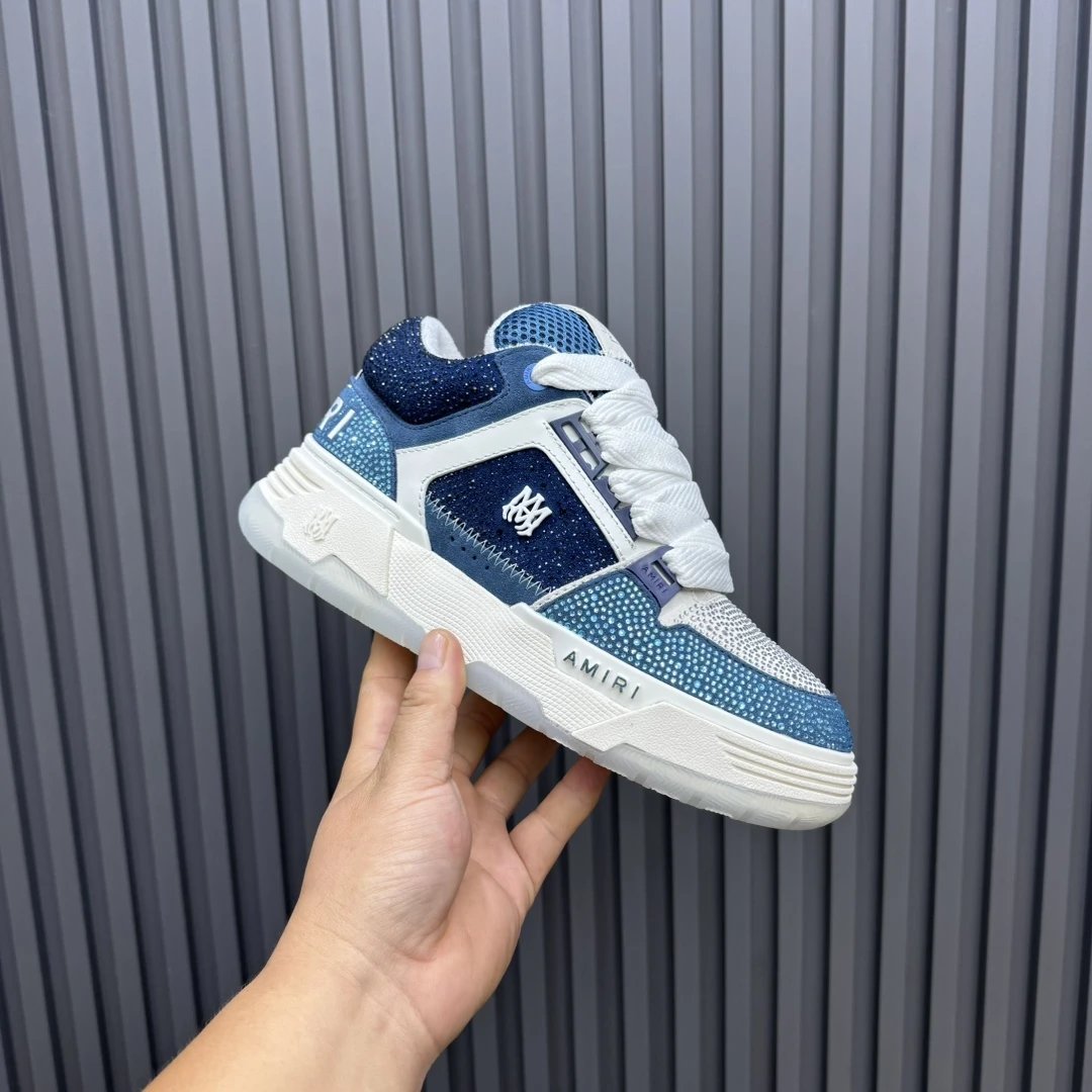 Luxury Low Top Leather Sneakers Unisex Ice Blue - Gallery Image 3 - Detailed View