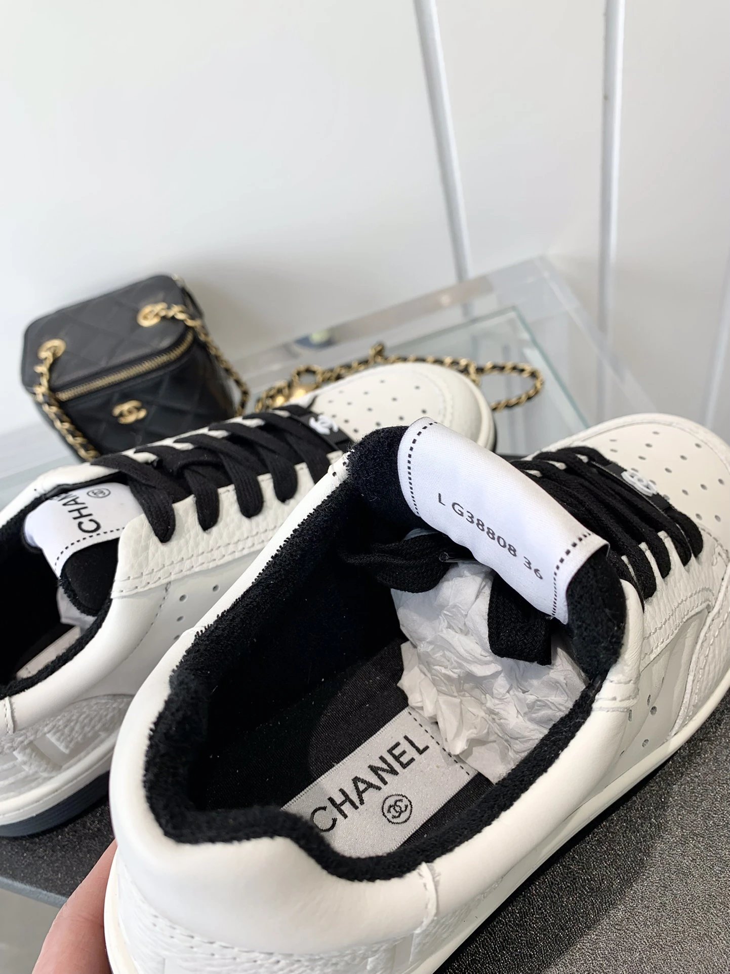 Chanel White Sneakers Embossed Logo - Gallery Image 6 - Detailed View