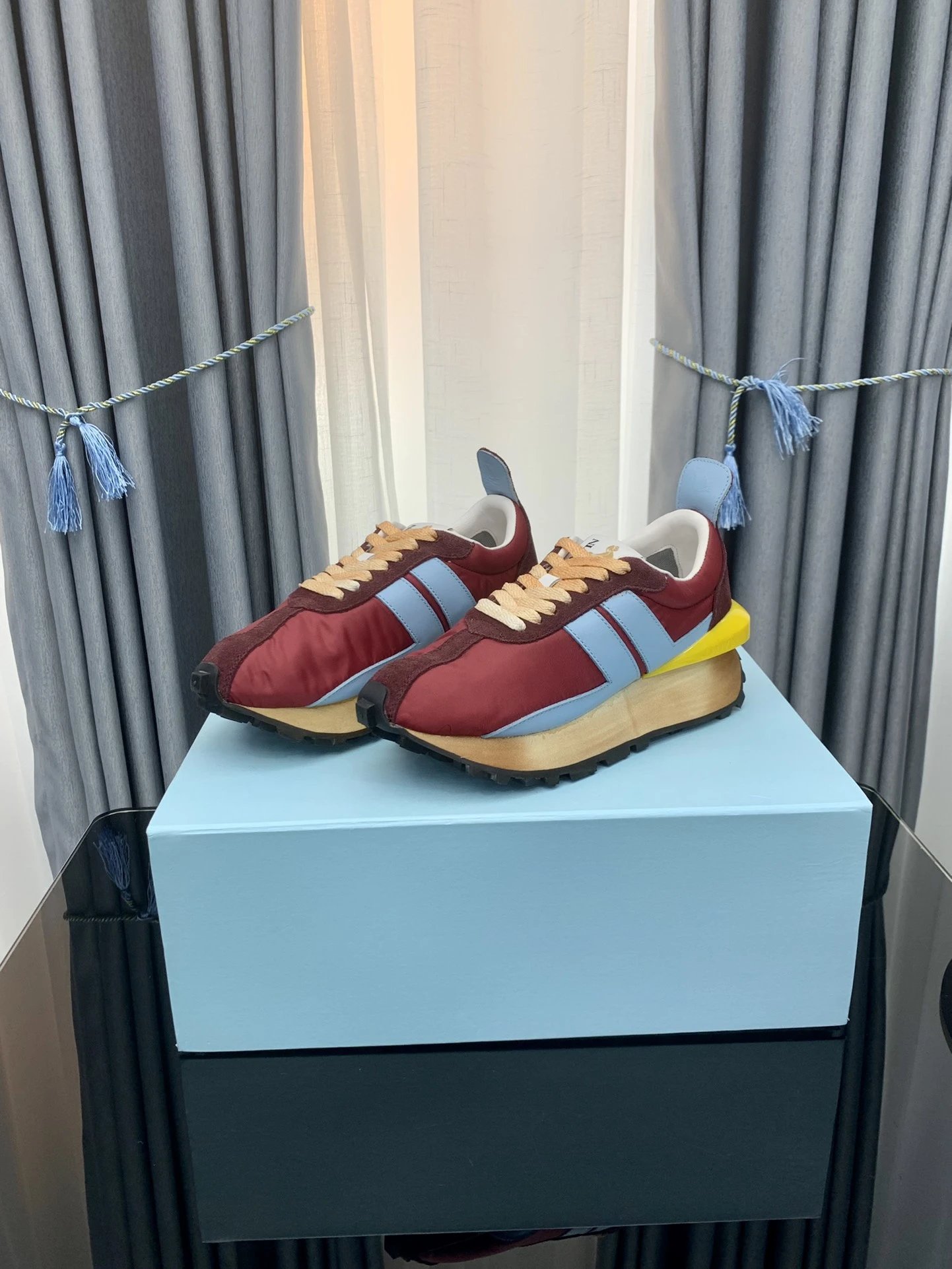 Lanvin Retro Sneakers Red Blue - Gallery Image 6 - Detailed View