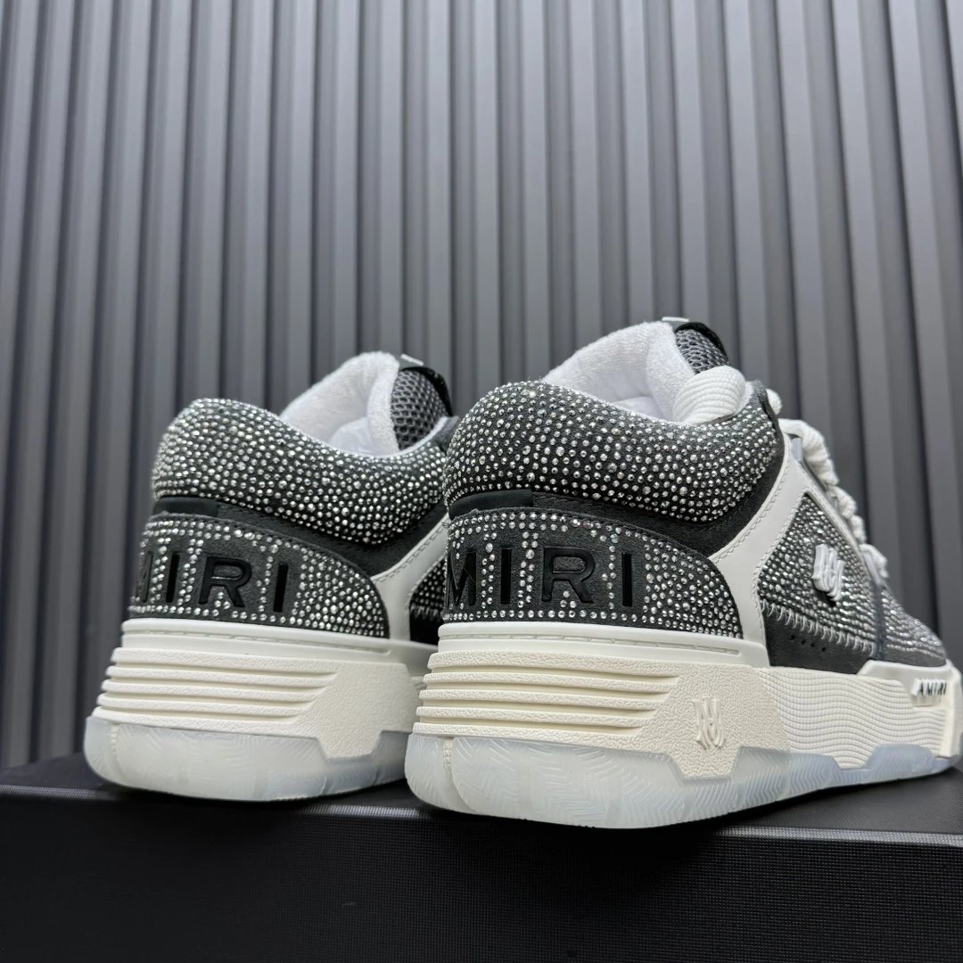 Luxury Low Top Skate Sneakers Leather Mesh Charcoal Grey - Gallery Image 6 - Detailed View