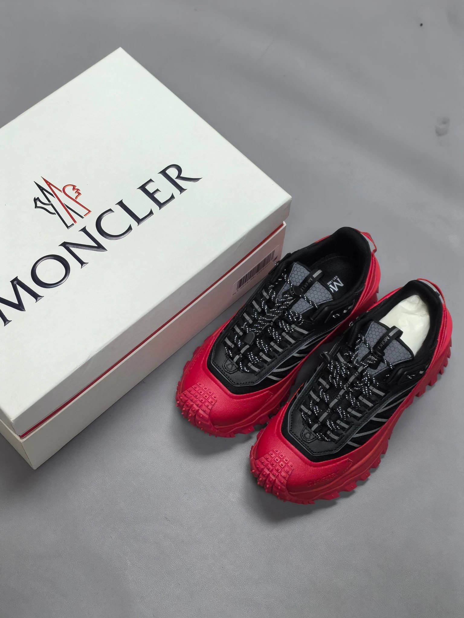 Moncler Trailgrip GTX Rubber Sneakers Black Red - Gallery Image 9 - Detailed View