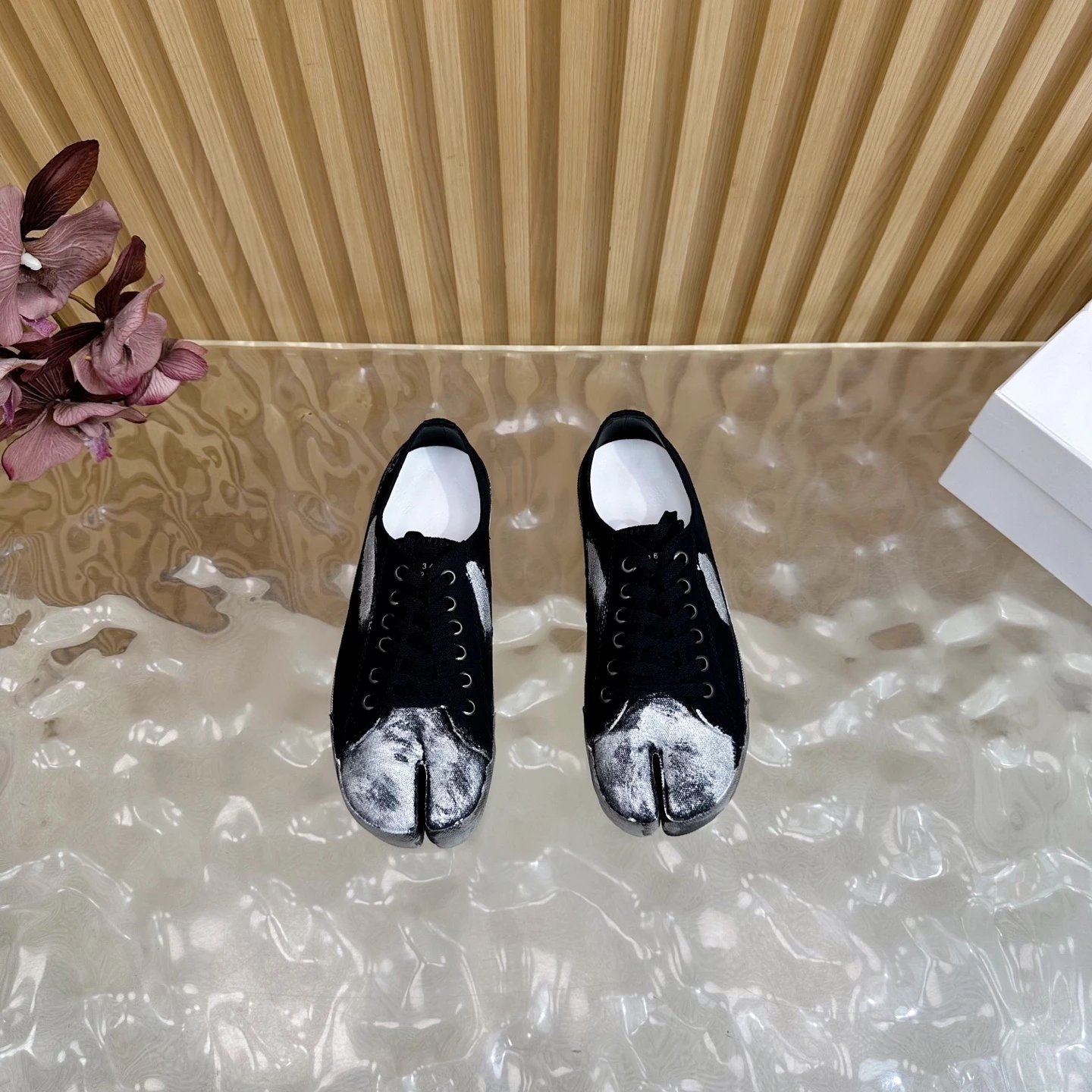 Maison Margiela MM6 Tabi Graffiti Sneakers Black - Gallery Image 4 - Detailed View