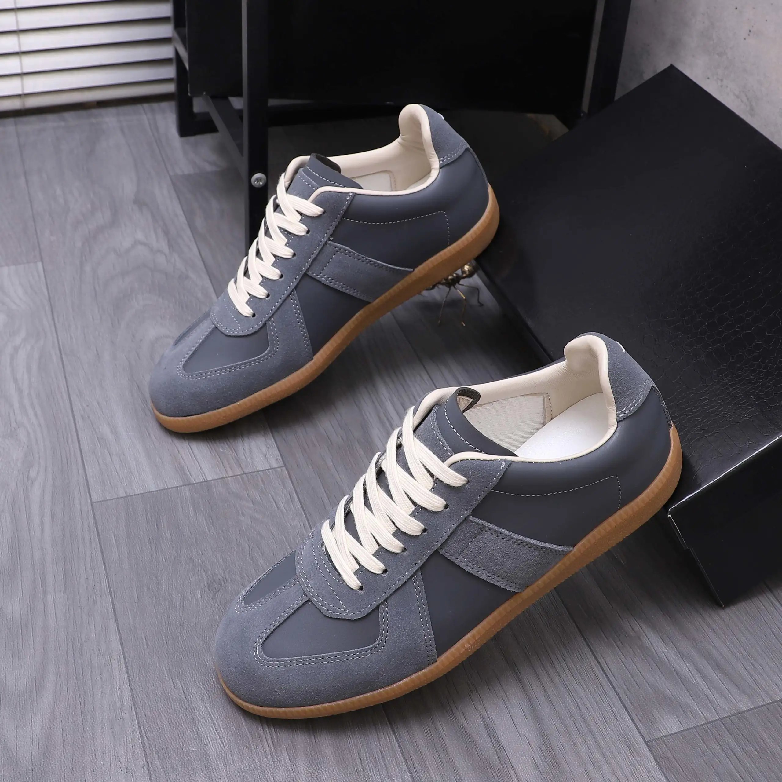 Maison Margiela Leather Sneakers Grey - Gallery Image 2 - Detailed View