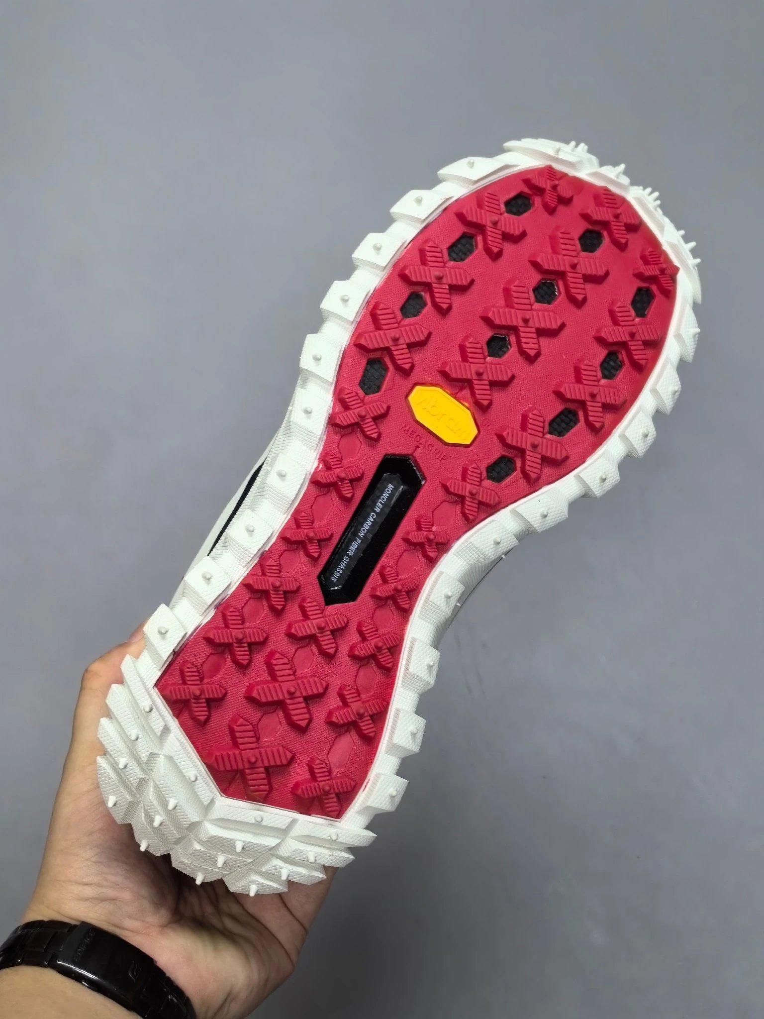 Moncler Trailgrip GTX Rubber White Black Sneakers Red Stripes - Gallery Image 7 - Detailed View