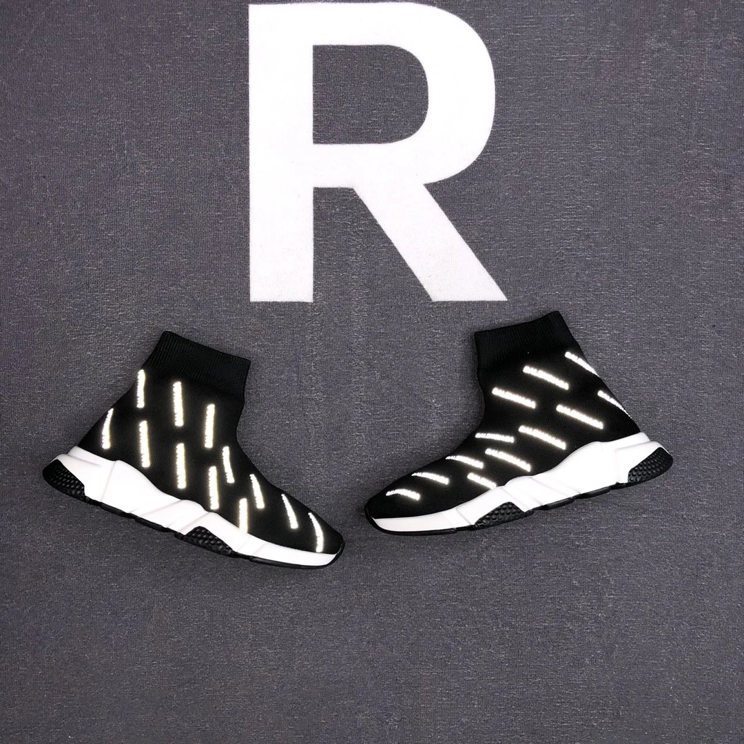 Speed Sock Sneakers Knit TPU Sole Reflective Black - Gallery Image 5 - Detailed View