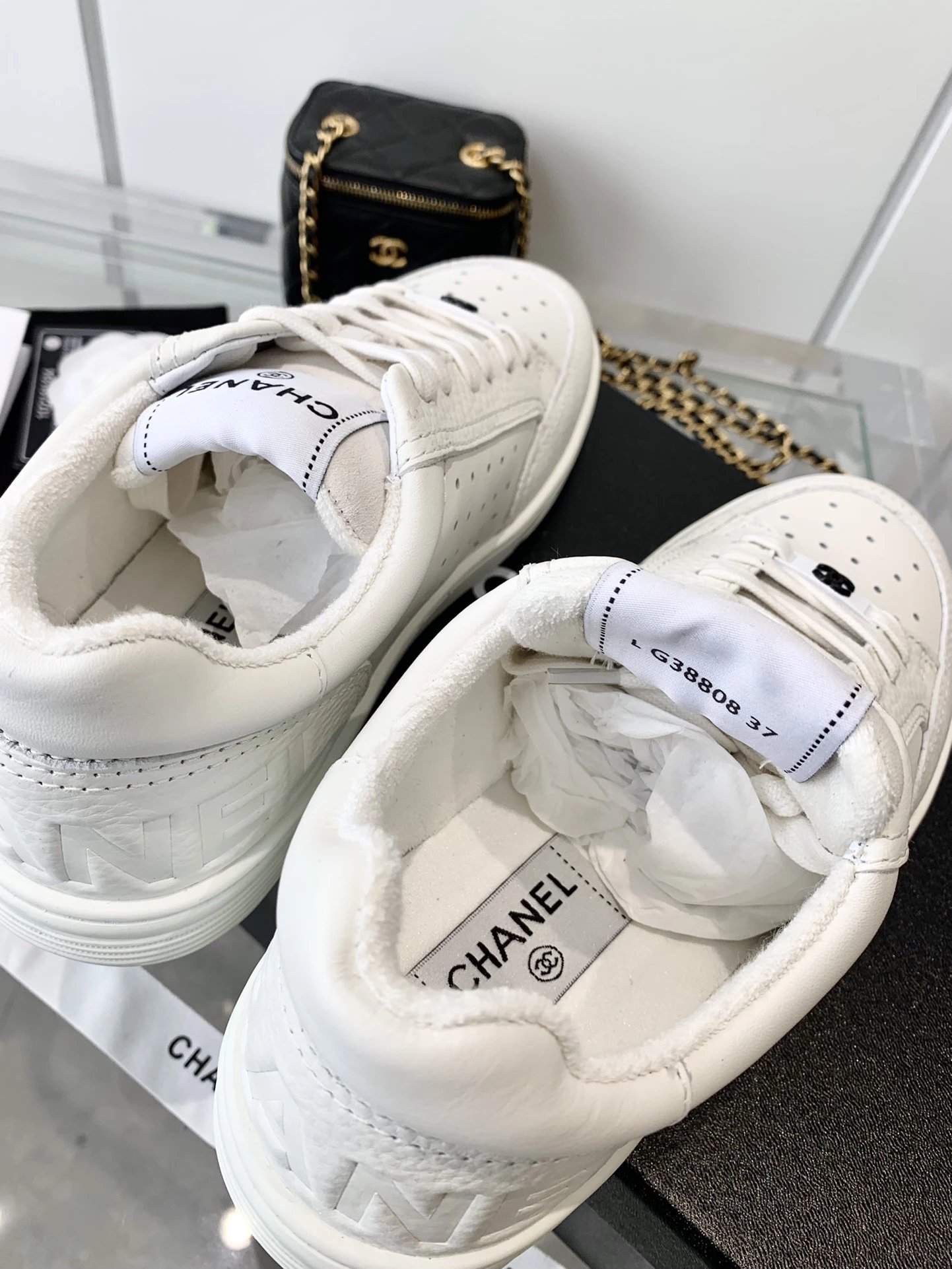 Chanel White Logo Sneakers - Gallery Image 6 - Detailed View