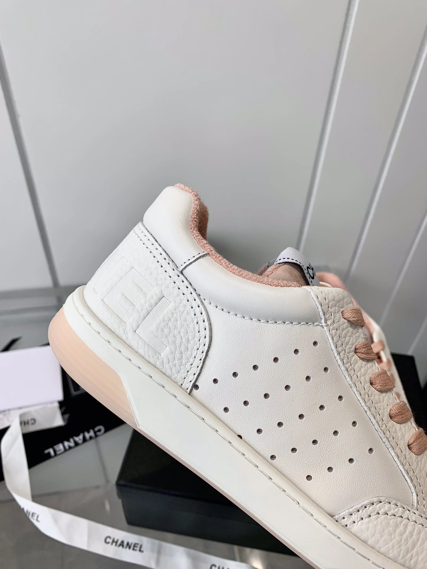 Chanel White Logo Sneakers Pink - Gallery Image 8 - Detailed View