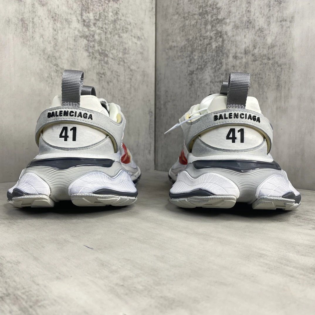 Chunky Retro Mesh Cargo Sneakers Vintage White Silver Red - Gallery Image 5 - Detailed View