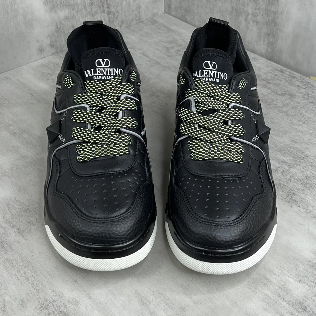 Chunky Leather Sock Sneakers Ebony Black - Gallery Image 4 - Detailed View