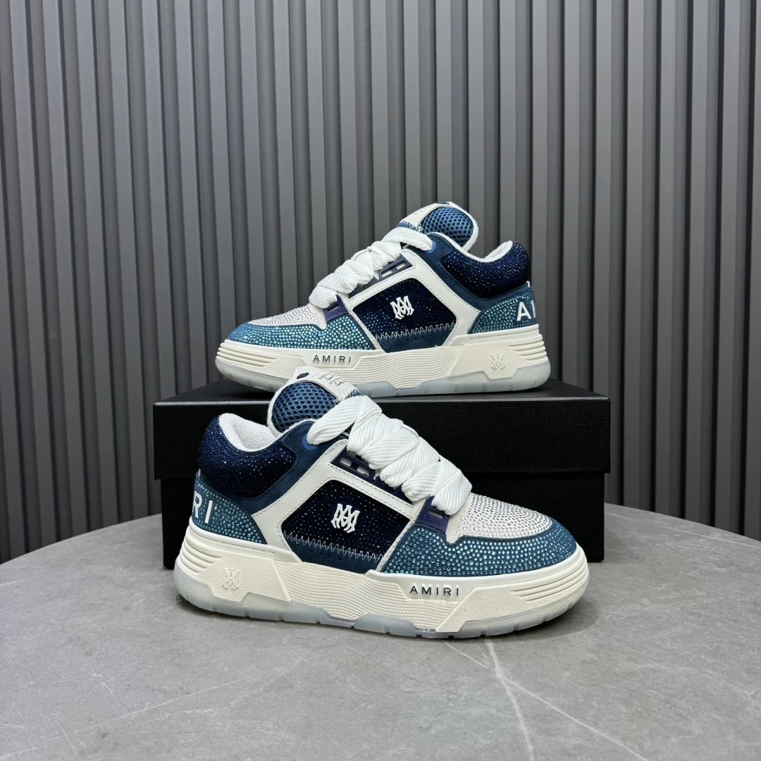 Luxury Low Top Leather Sneakers Unisex Ice Blue - Gallery Image 7 - Detailed View