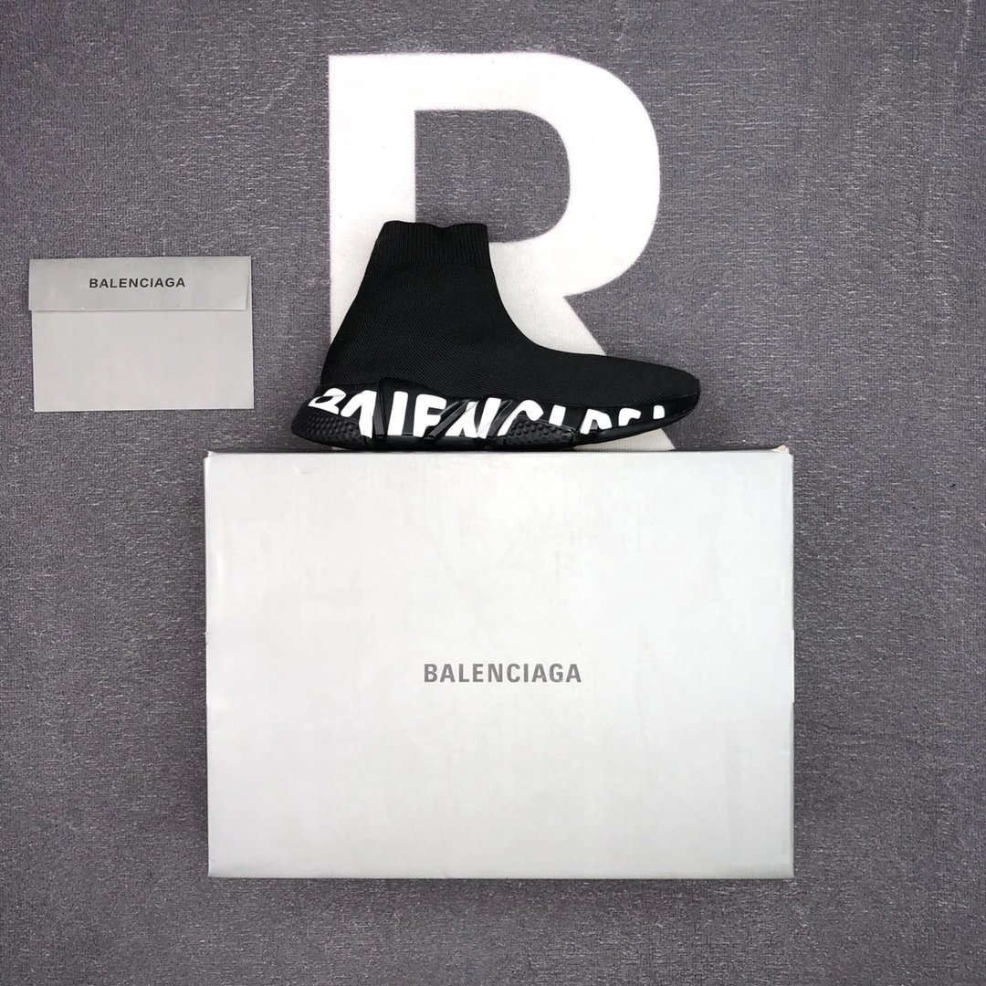 Unisex Knit Sock Sneakers with Chunky Sole Jet Black - Gallery Image 1 - Detailed View