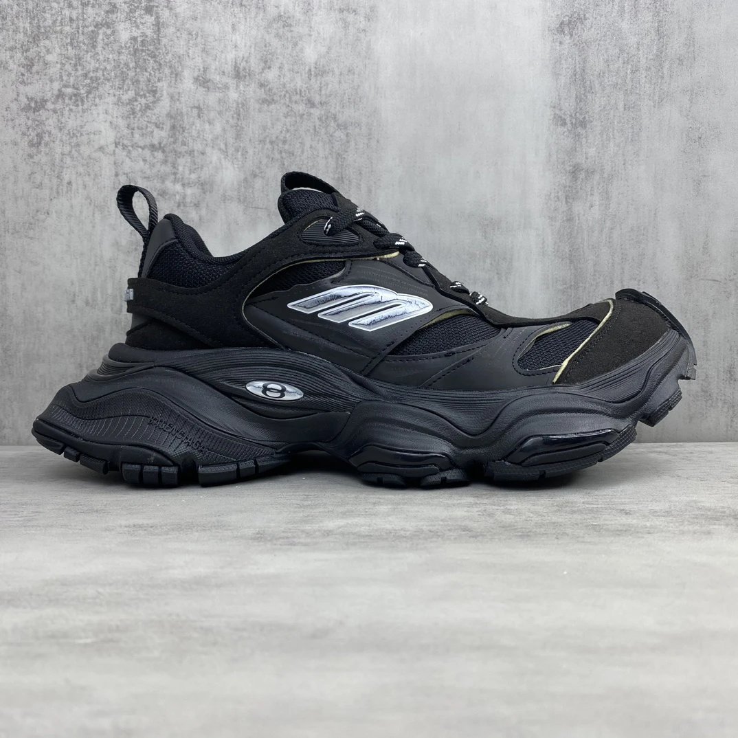 Chunky Retro Mesh Sneakers with Reflective Details Black - Gallery Image 6 - Detailed View